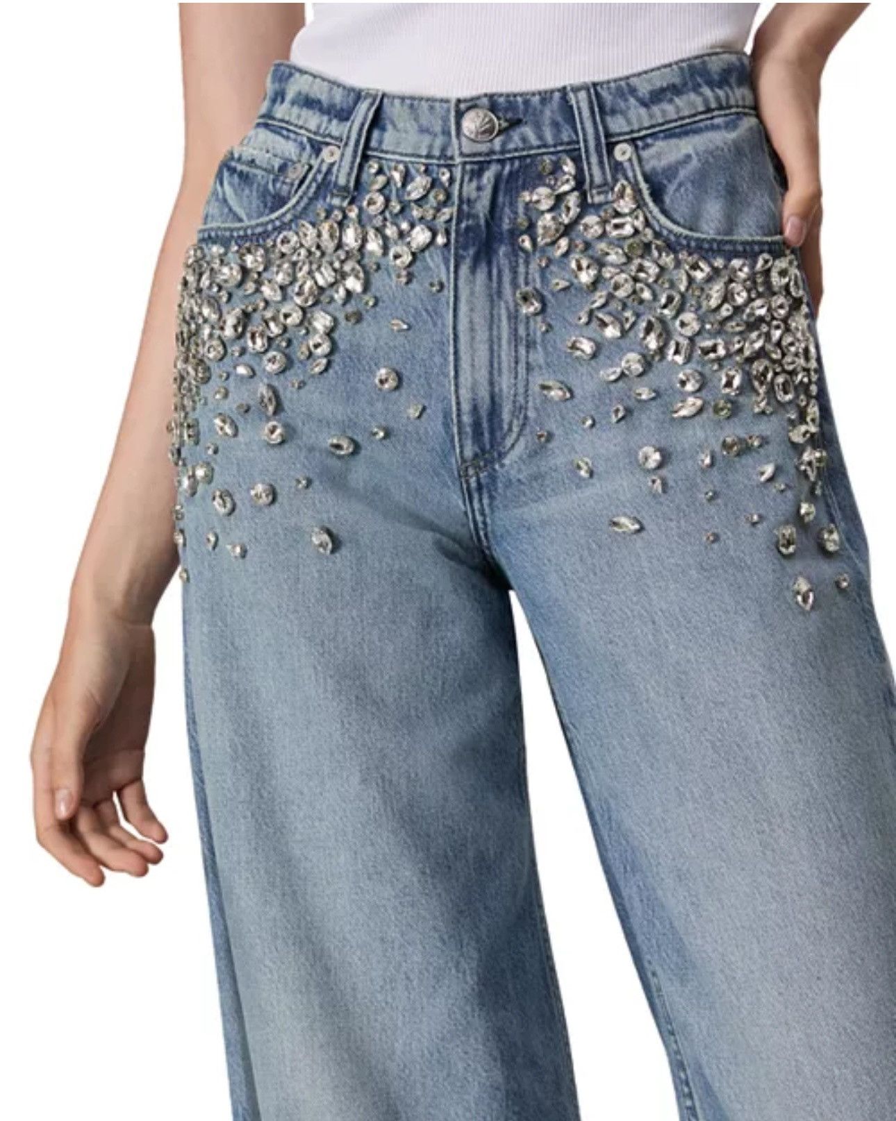 Rag & Bone rag & bone Sofie Embellished High Rise Wide Leg Jeans Size 27" / US 4 / IT 40 - 4 Thumbnail
