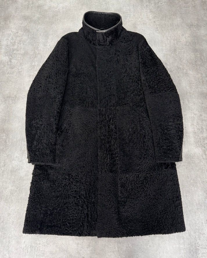 image of 2000S Giorgio Armani Astrakan Sheep Fur Trench Coat (M/l) in Black, Men's (Size Medium)