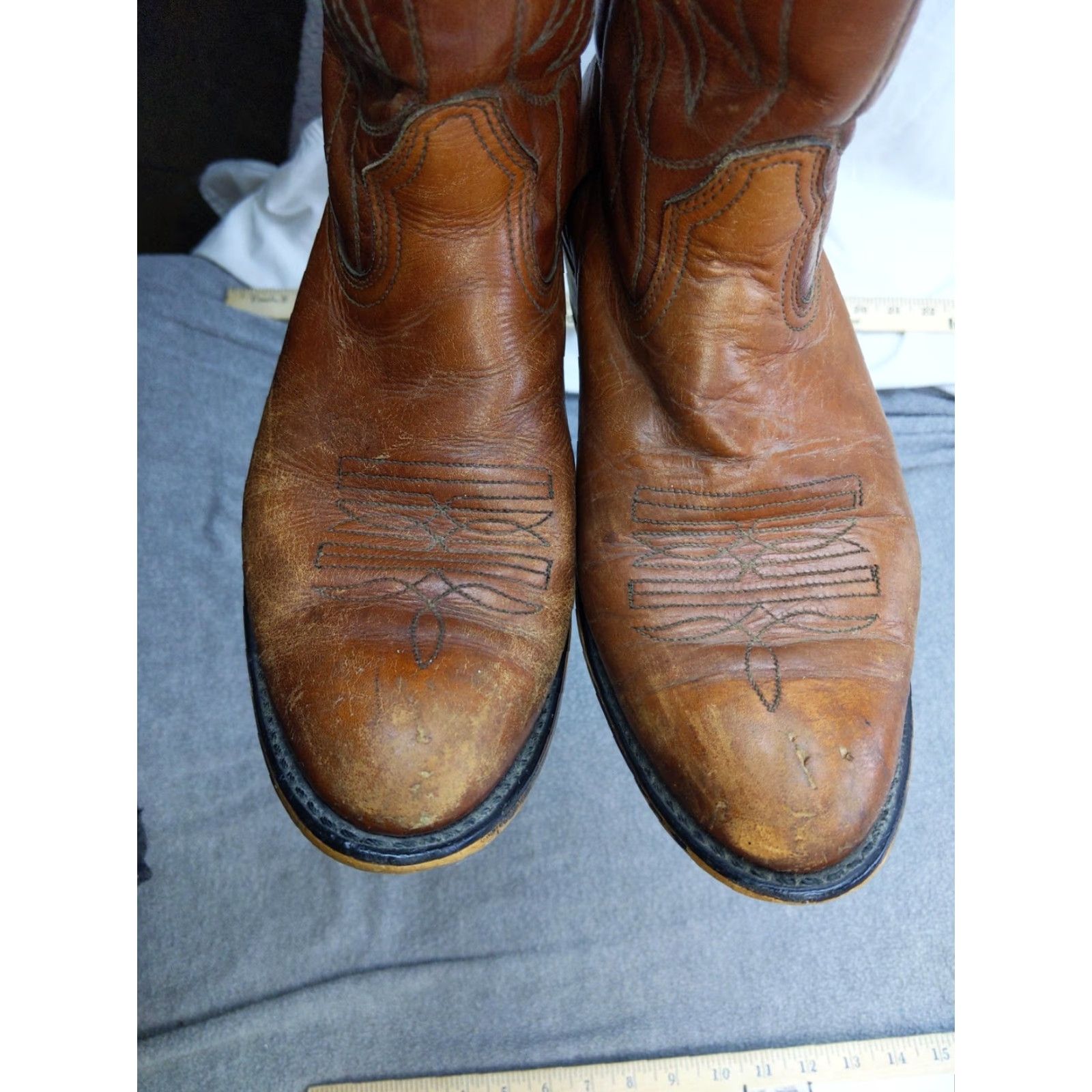 Vintage VINTAGE Leather Western Cowboy Boots Mens Size 8.5 E Brown Pull On Neolite USA Size US 9 / EU 42 - 3 Thumbnail
