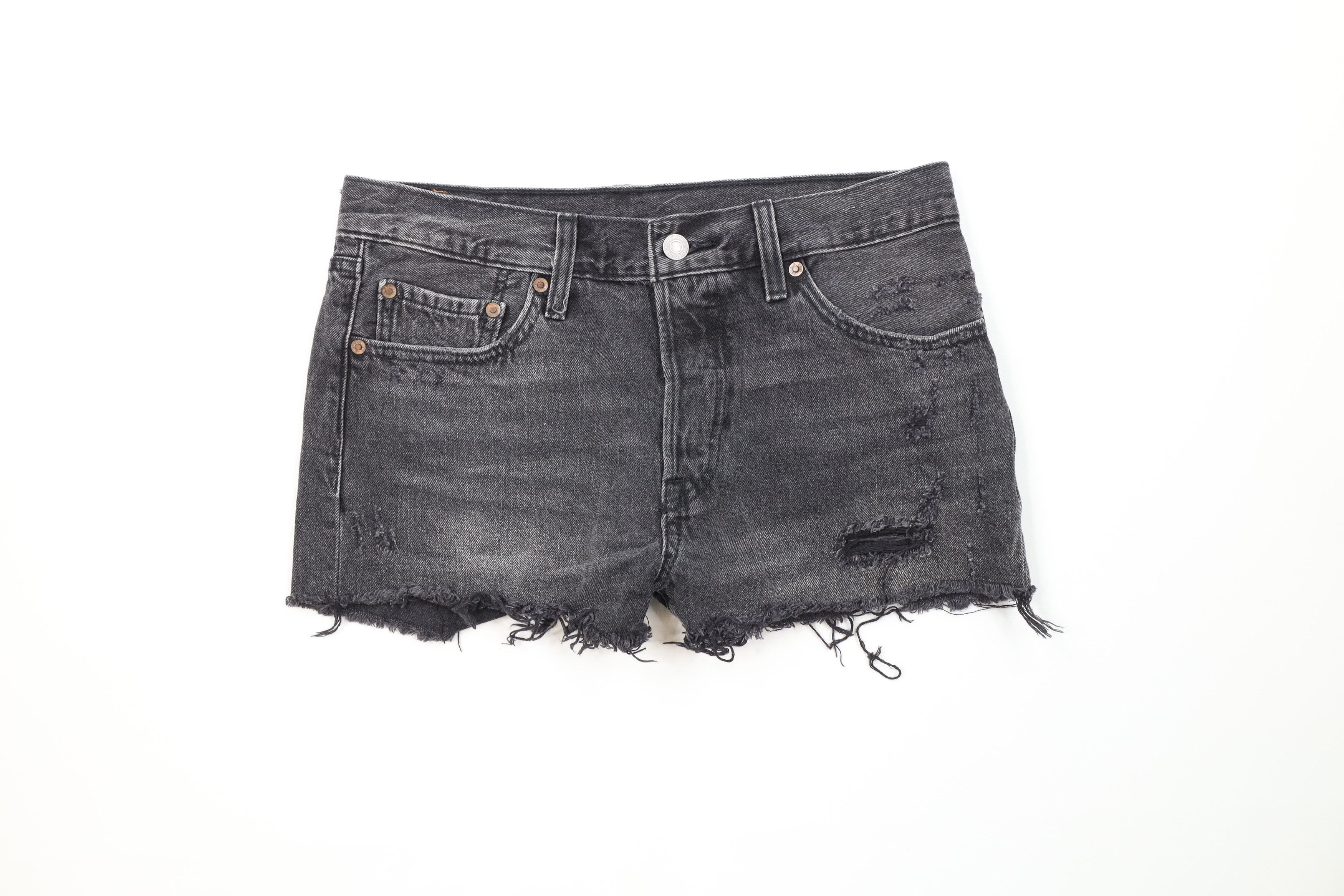 Levi's Vintage Y2K Levis 501xx Fly Cut Off Denim Jean Shorts Black Size 28" / US 6 / IT 42 - 1 Thumbnail