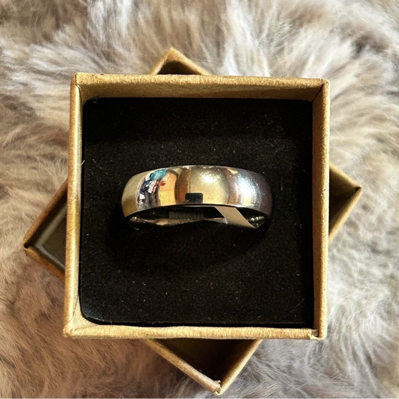 Jewelry Men’s 6mm polished Titanium comfort band ring NIB 10.5 Size ONE SIZE - 6 Thumbnail