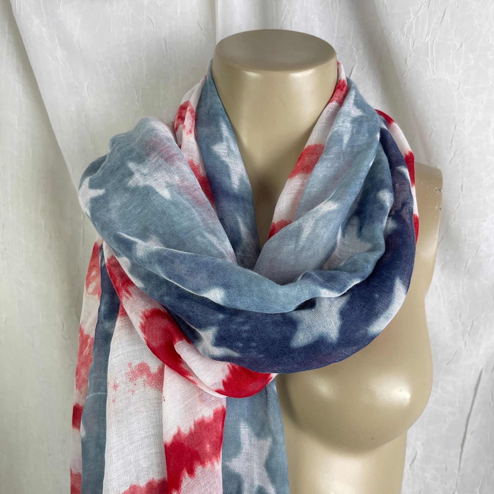 Other American Flag Sheer Scarf Raw Edge USA 4th of July Patriotic Size ONE SIZE - 9 Thumbnail
