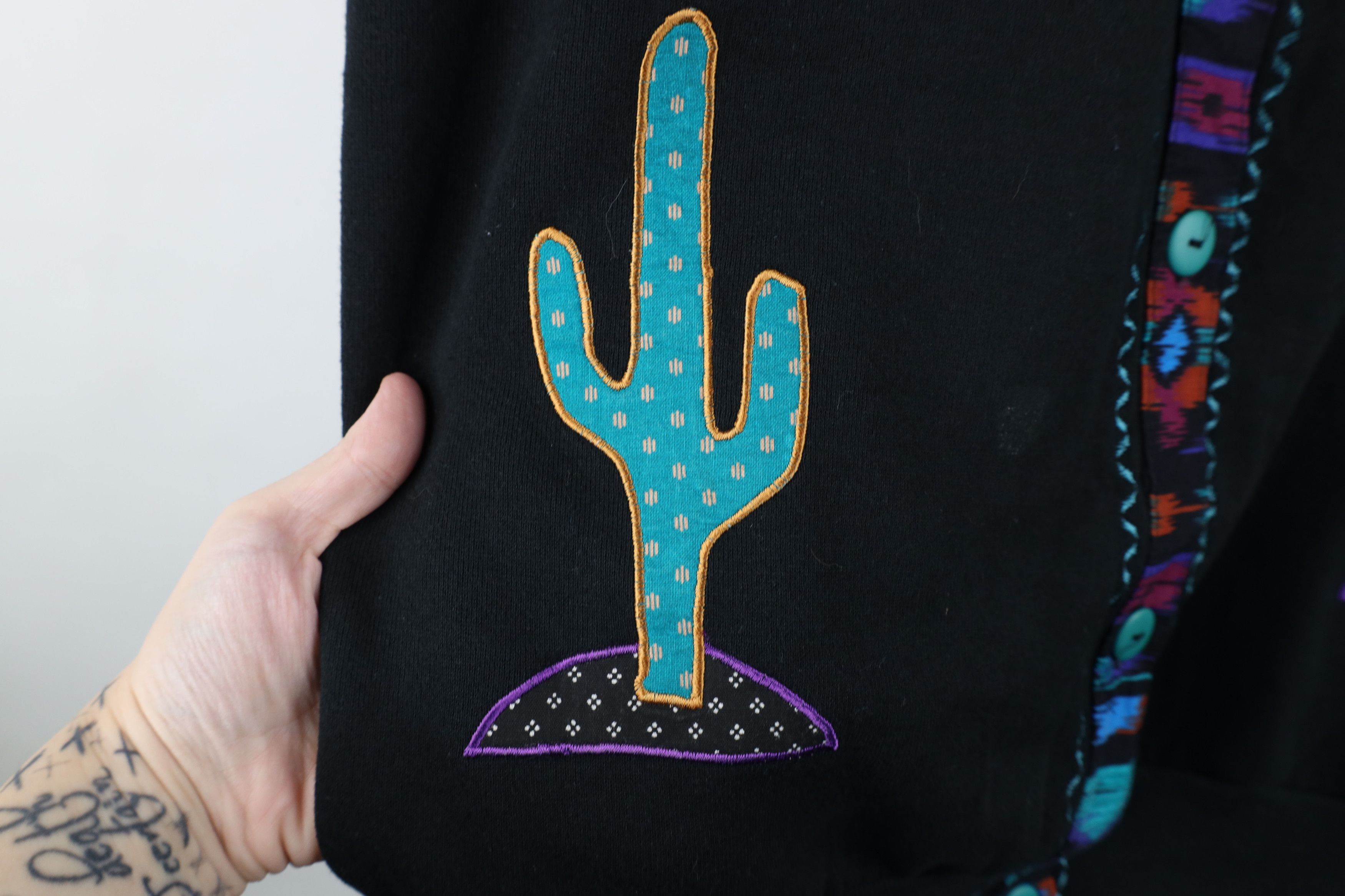 Vintage Vintage 90s Southwestern Cactus Cardigan Sweatshirt USA Size XXL / US 16-18 / IT 52-54 - 6 Thumbnail