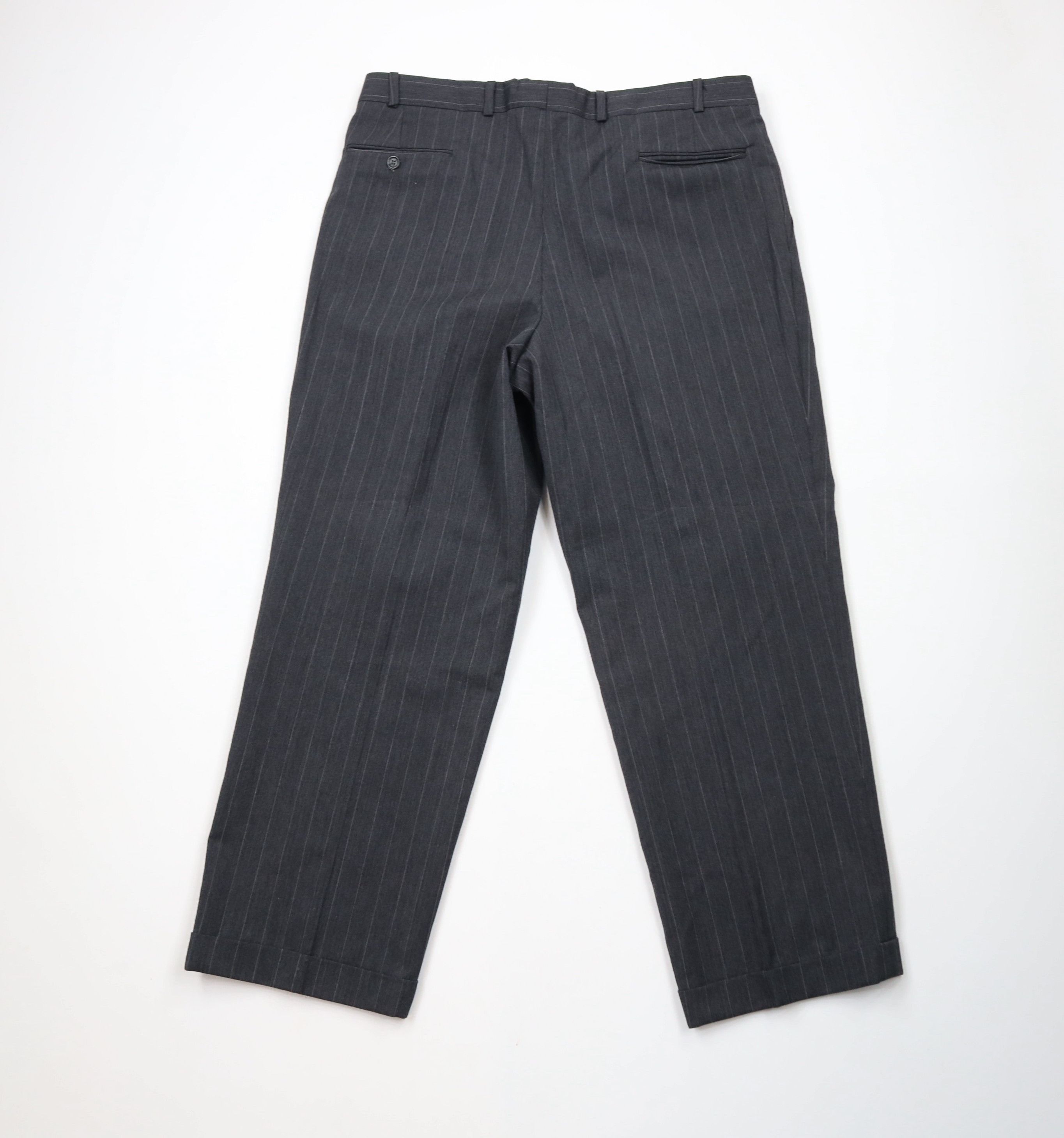 Vintage Vintage 90s Streetwear 2 Piece Striped Wool Suit Wedding Size 44R - 18 Thumbnail