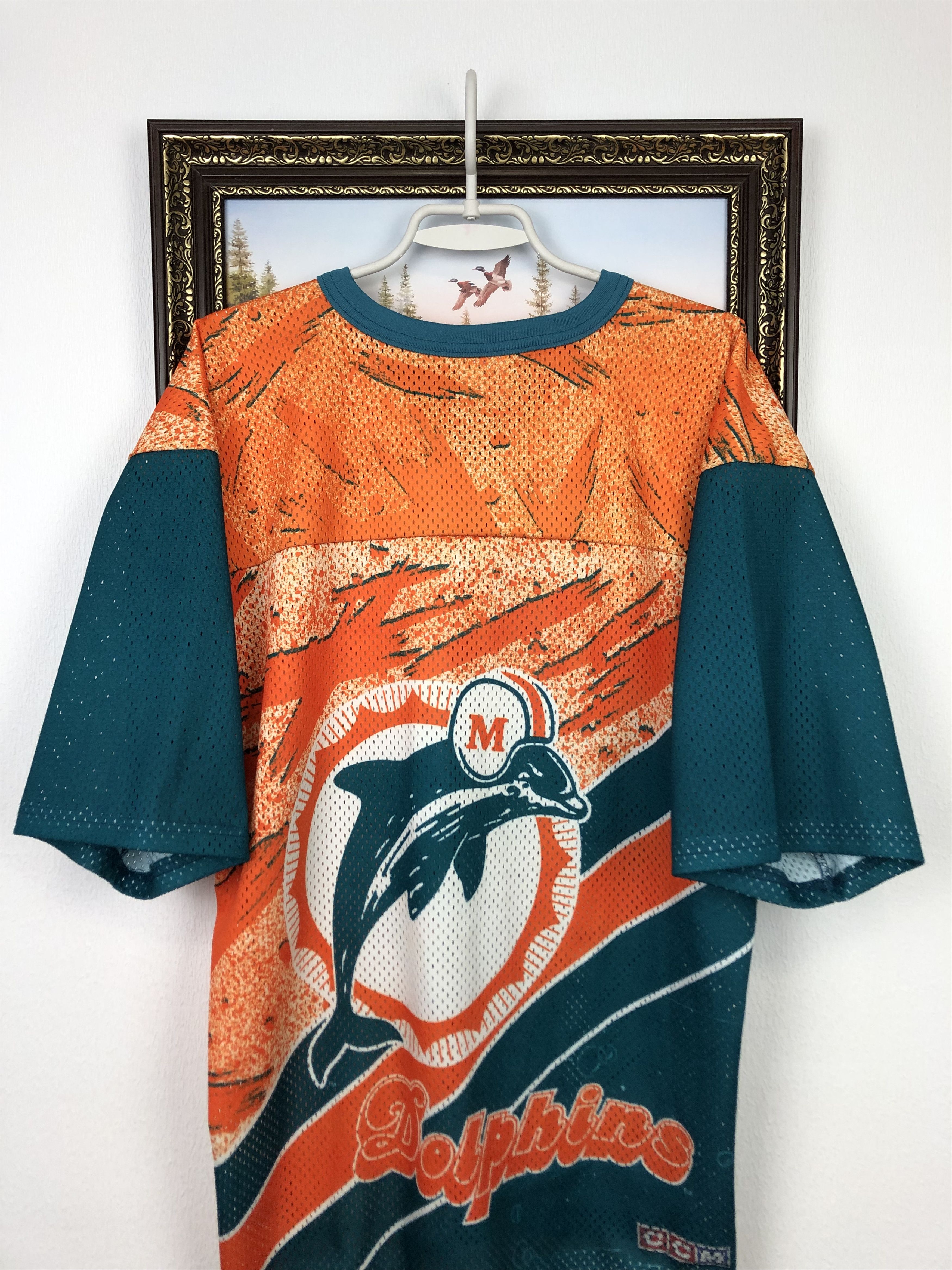 Ccm Vintage Miami Dolphins CCM Over Print Jersey Mens Shirt Size US XL / EU 56 / 4 - 8 Thumbnail
