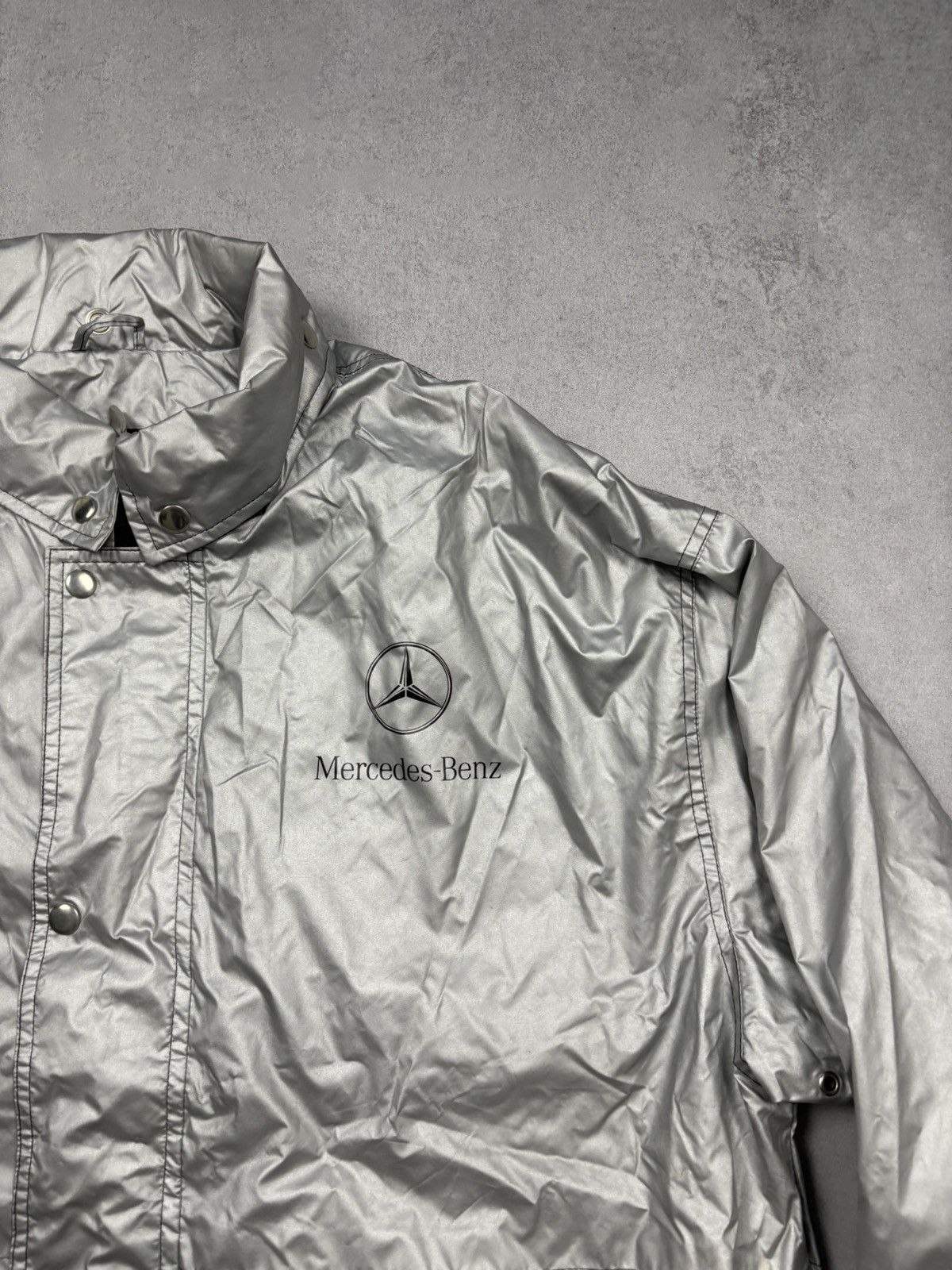 Mercedes-Benz Mercedes Benz Silver Jacket Vintage Racing Windbreaker 90s Size US XL / EU 56 / 4 - 4 Thumbnail