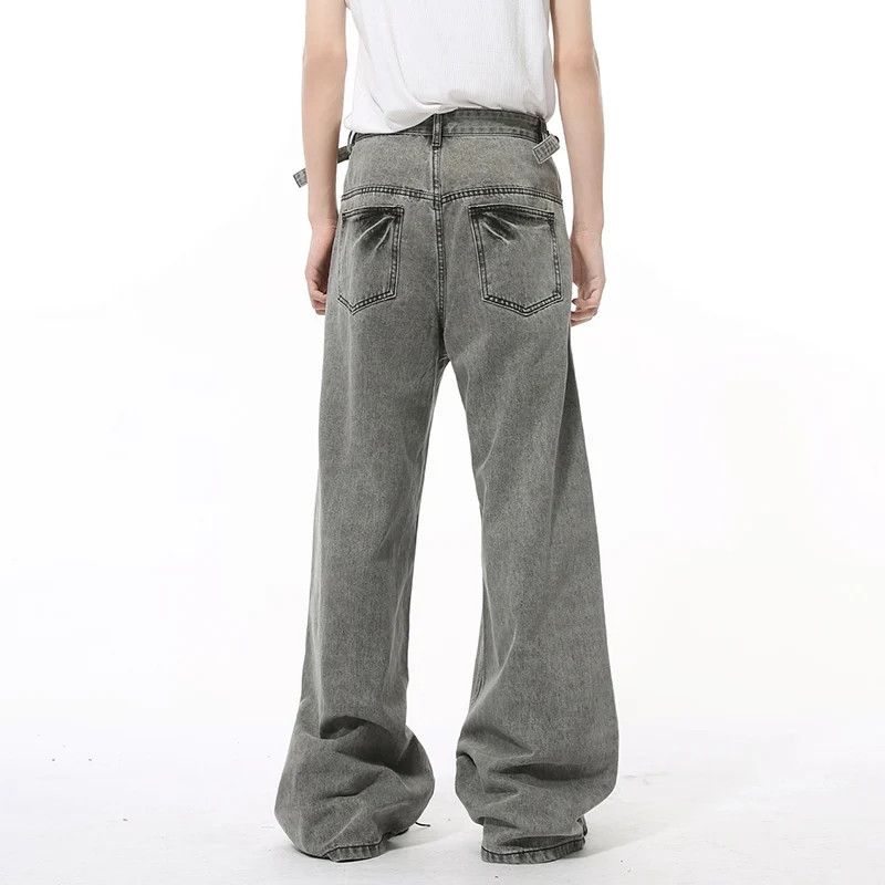 Japanese Brand × Jean Adjustable Belt Solid Grey Colour Loose Jeans Size US 29 - 5 Thumbnail