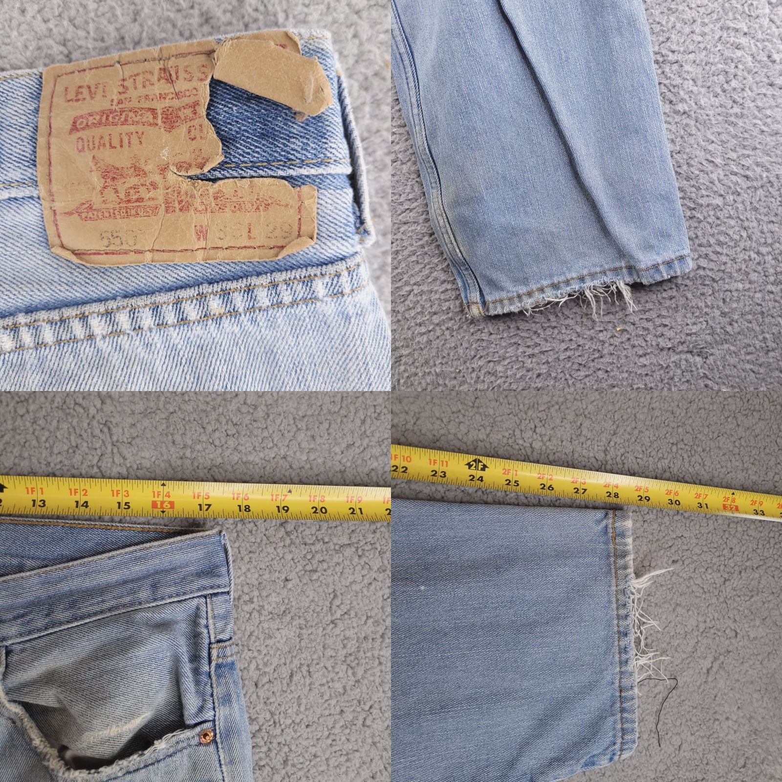 Levi's VINTAGE Levi's Jeans Mens 34x28 Blue Distressed Light Wash Workwear Button Inseam 28 Denim Cotton Straight Jeans Mens Blue Distressed 90s Theme? Size US 34 / EU 50 - 8 Thumbnail