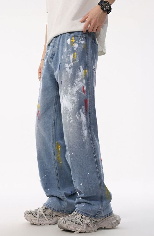 Japanese Brand American high-street splatter paint baggy wide-leg jeans Size US 32 / EU 48 - 1 Thumbnail