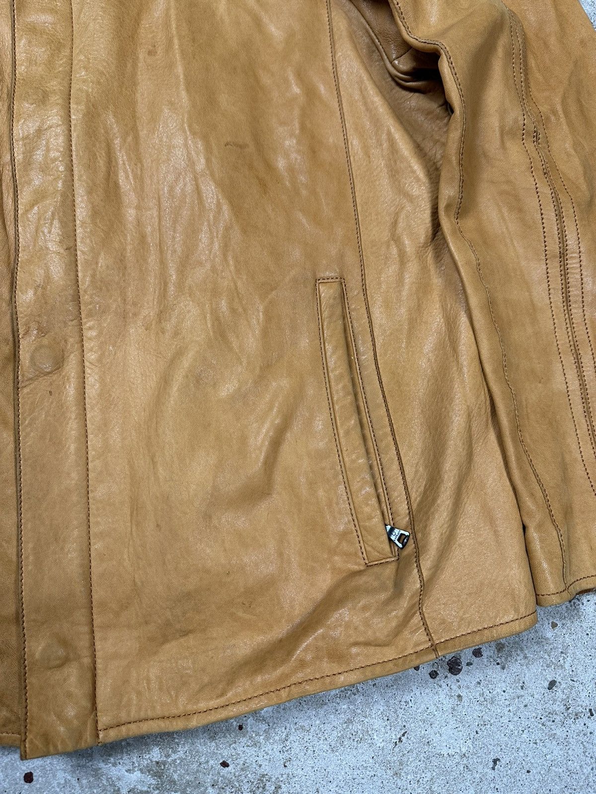 Genuine Leather × Vintage Vintage 90s Distressed Orange Brown Leather Utility Jacket Size US L / EU 52-54 / 3 - 4 Thumbnail