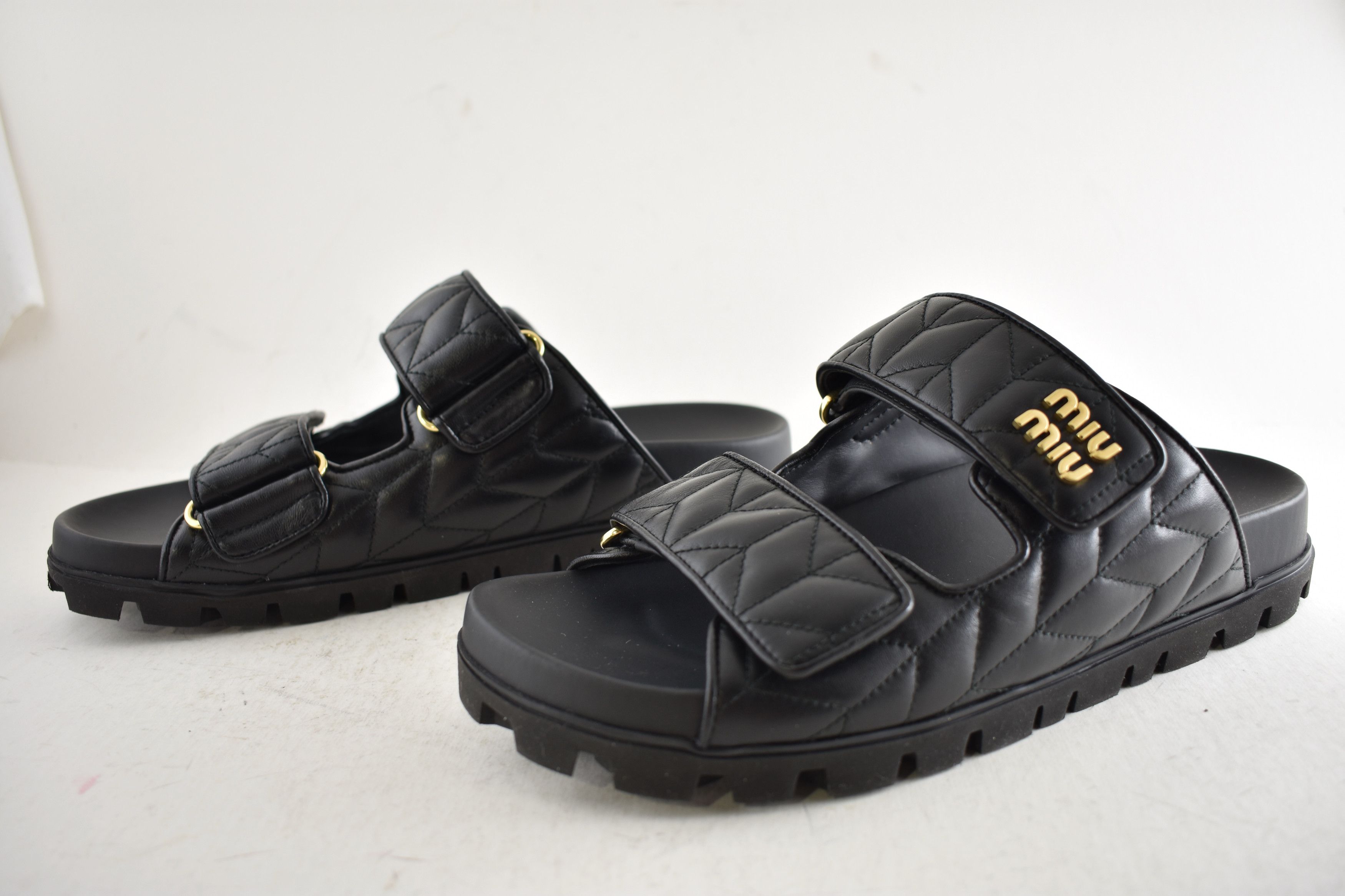 Miu Miu Miu Miu Matelasse Nappa Leather Logo Strap Slide Sandal 39 Size US 9 / IT 39 - 16 Thumbnail