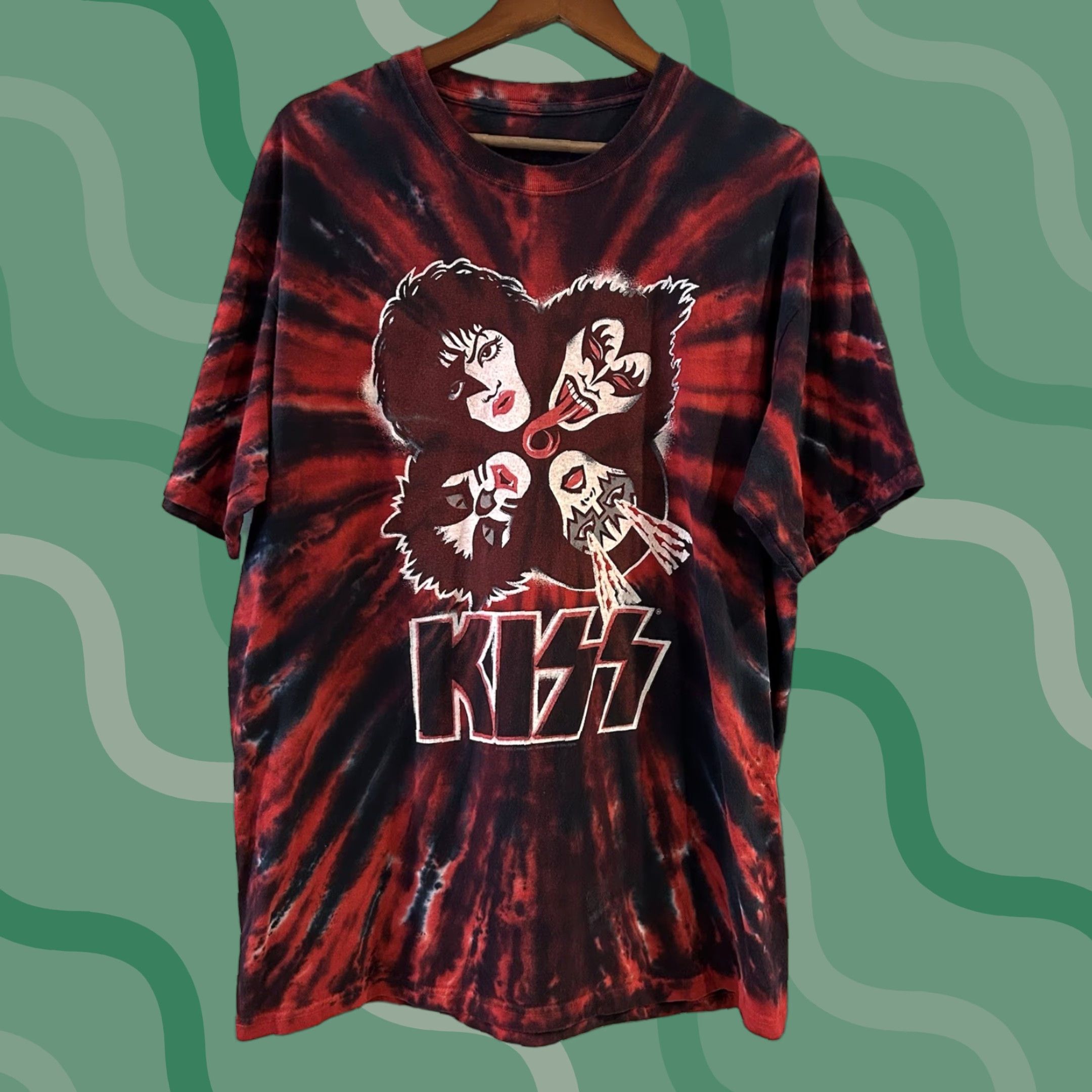Liquid Blue VINTAGE Liquid Blue T-Shirt Kiss Tie Dye Red Black White Men XL Crew Neck Short Sleeve Shirt Size US XL / EU 56 / 4 - 1 Thumbnail
