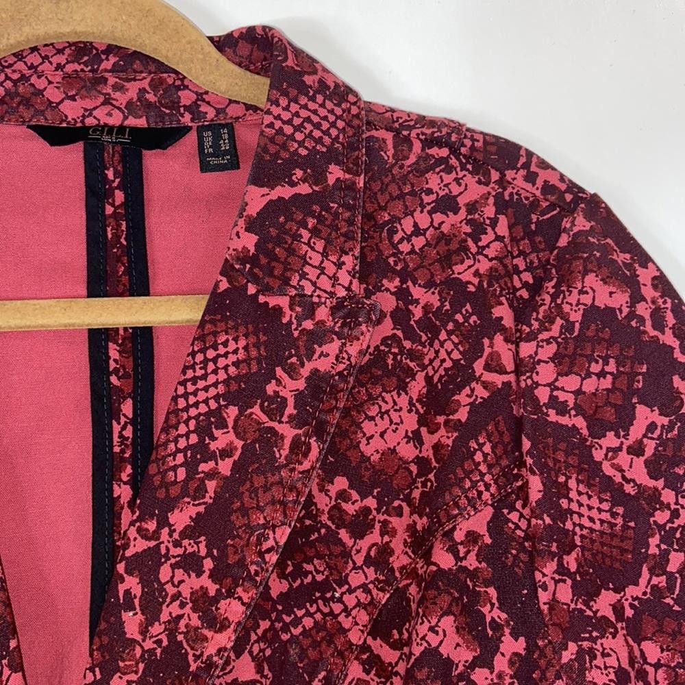 Designer G.I.L.I. l Marron Snakeskin Print Blazer Jacket Size 14 Size XL / US 12-14 / IT 48-50 - 3 Thumbnail