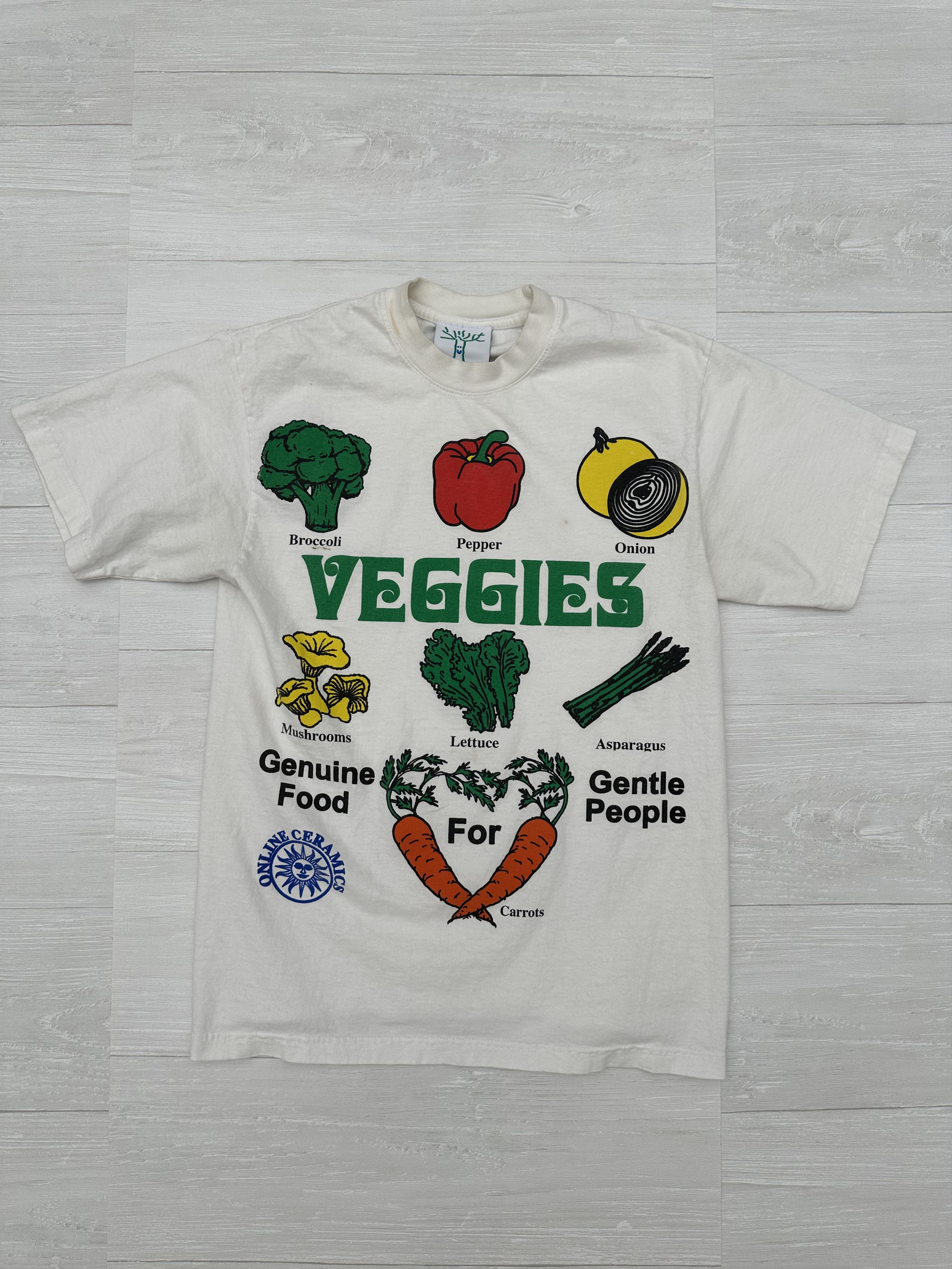 Image of Online Ceramics " Veggies " Vegetables Tee White Small, Men's