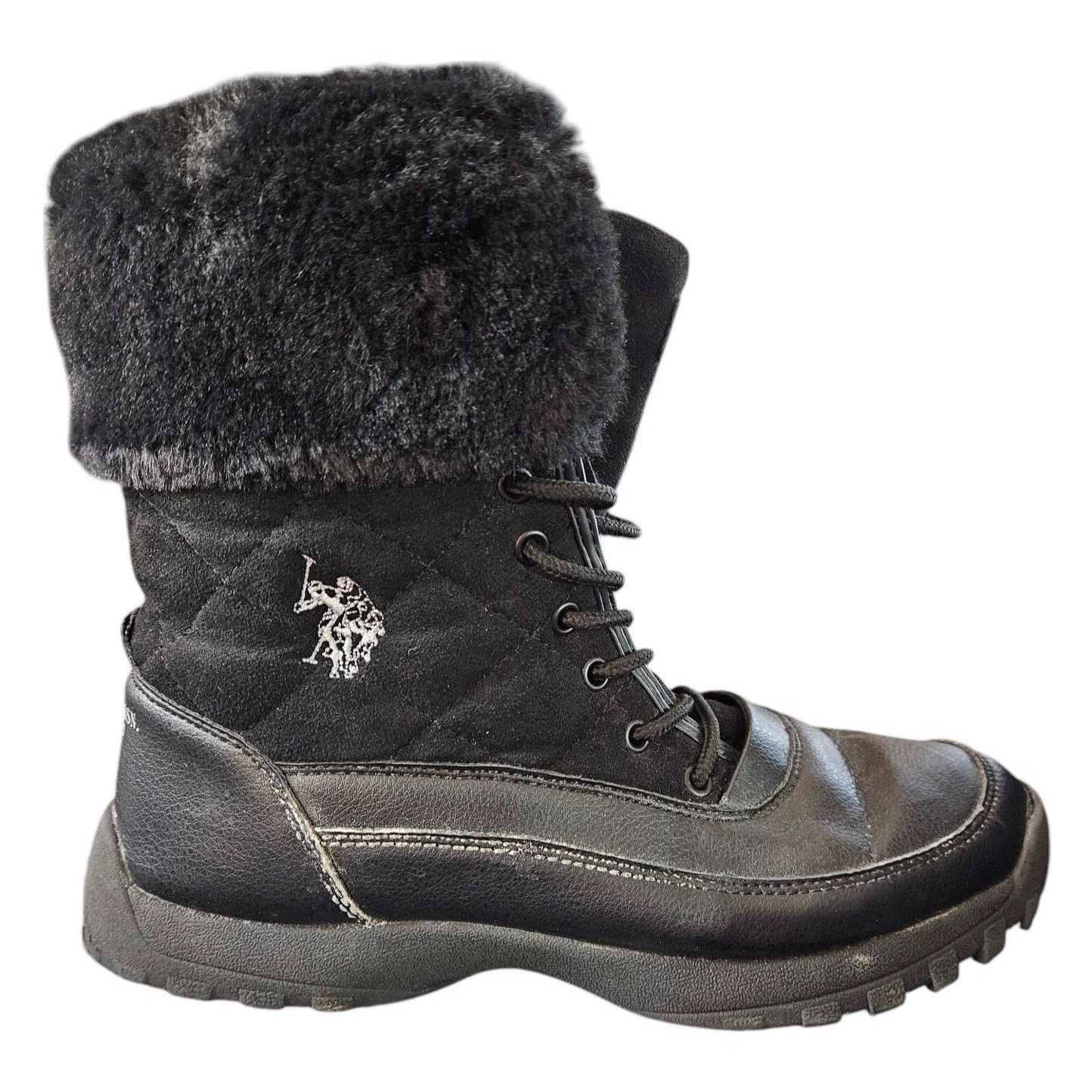 U.S. Polo Assn. U.S. Polo Assn. Womens Black Fur-Lined Winter Boots Size 8 M Size US 8 / IT 38 - 1 Thumbnail