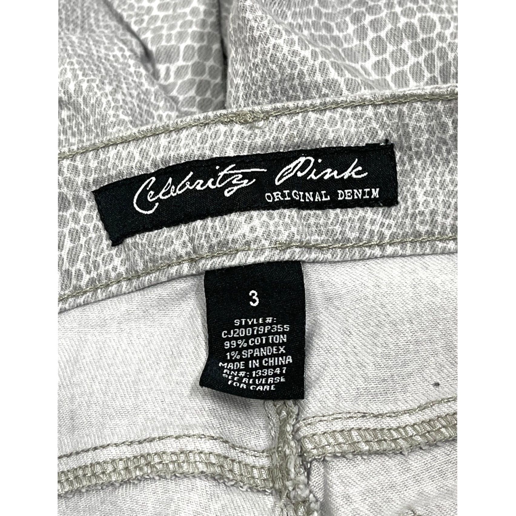 Vintage Celebrity Pink Skinny Jeans Women Size 3 Gray White Snakeskin Pattern Low Rise Jeans Women 27in Waist 28in Inseam 10in Leg Opening Size 27" / US 4 / IT 40 - 3 Thumbnail