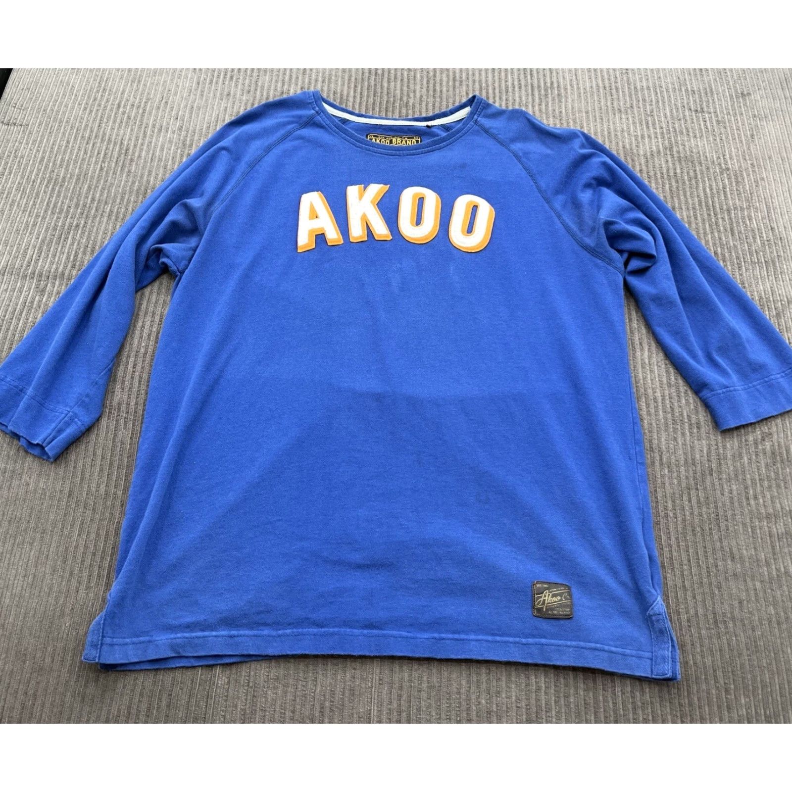 Vintage Akoo Spellout Pullover Sweater Men 4XL Blue Cotton Casual Outdoors Crew Neck Long Sleeve Pullover Casual Seasonal Winter Fall Mens Size US XXL / EU 58 / 5 - 2 Thumbnail