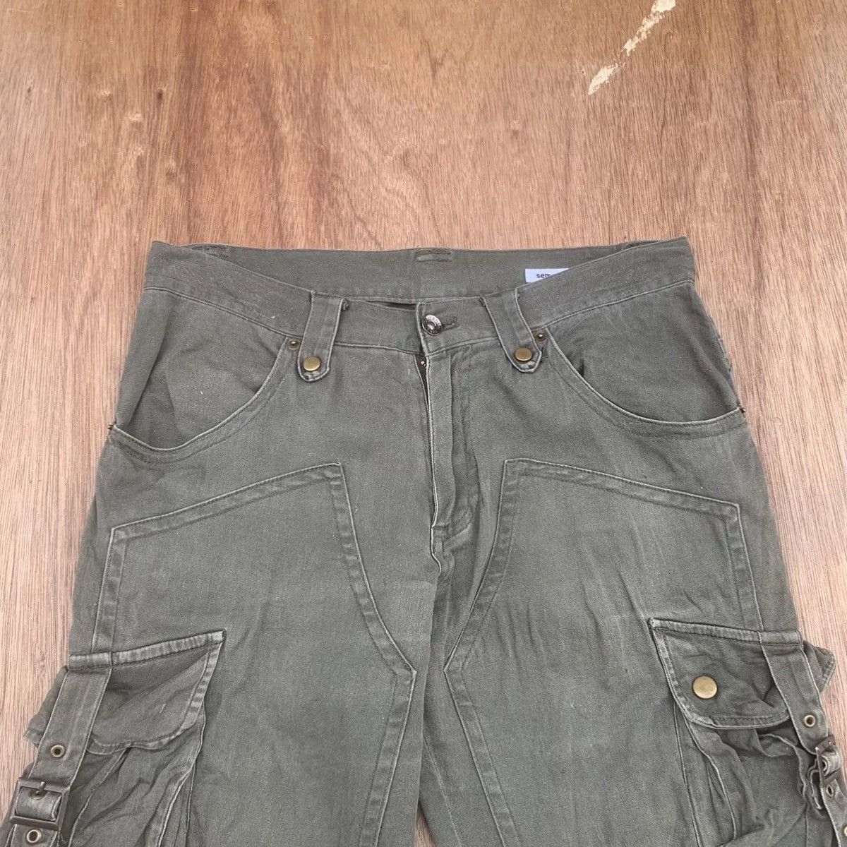 Japanese Brand RARE ‼️DOUBLE KNEE TROUSERS SEMATIC DESIGN CARGO FADED PANTS Size US 31 - 3 Thumbnail