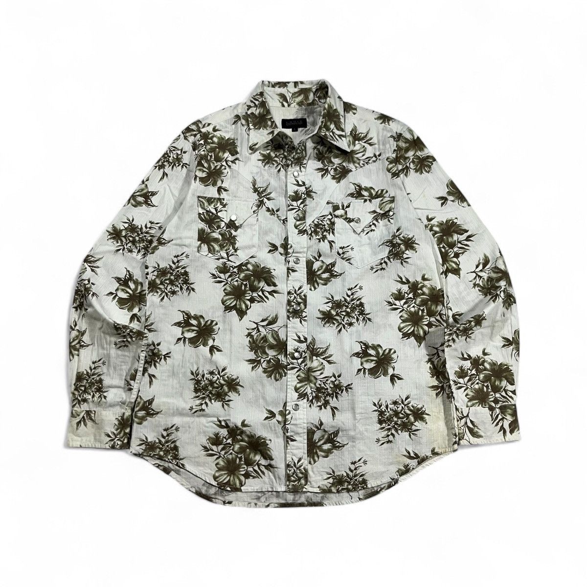 Japanese Brand Western Shirt Louis Chavalon Flower Pattern Size US L / EU 52-54 / 3 - 1 Thumbnail
