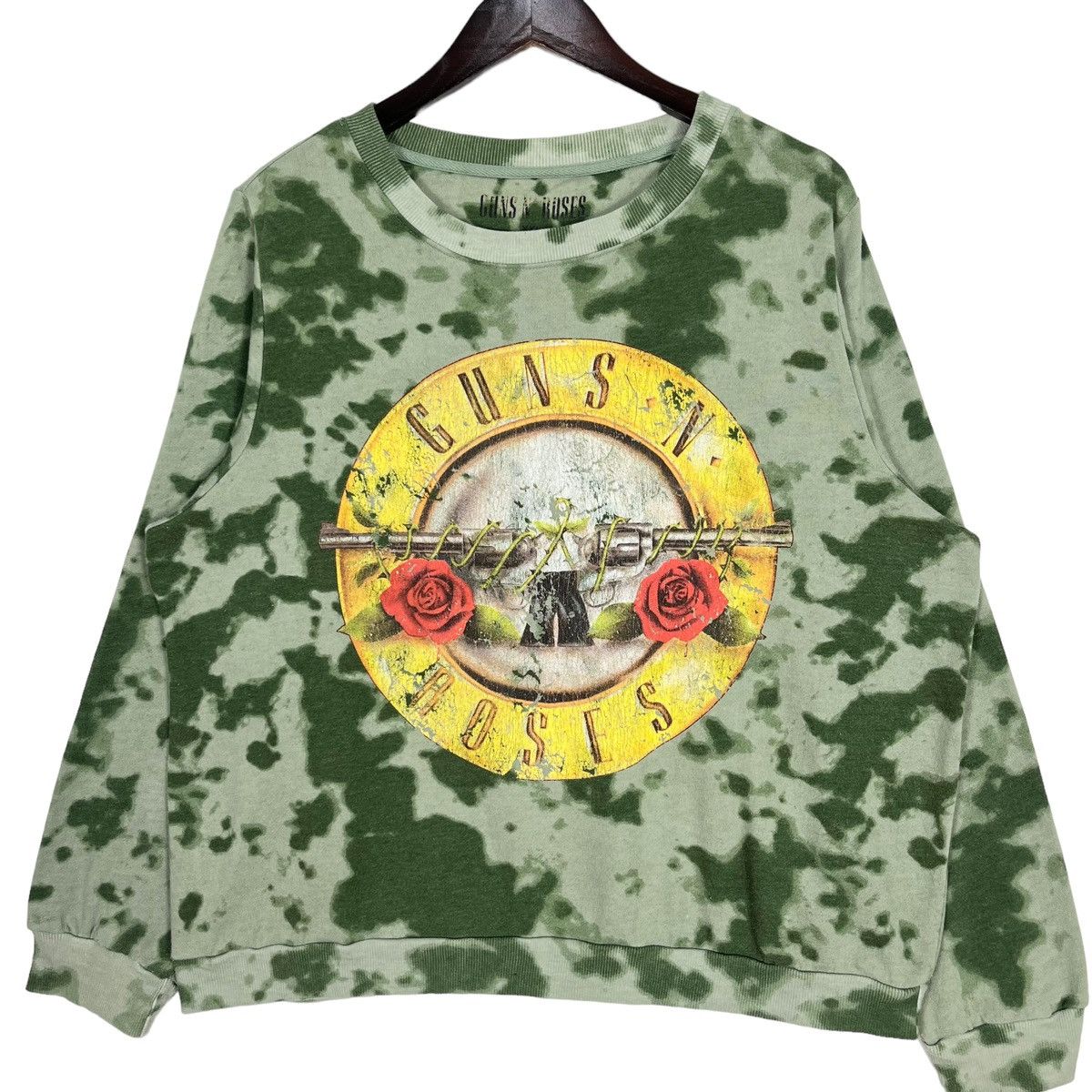 image of Band Tees x Rock Band Guns And Roses Americans Rock Band Tie Dye Sweatshirt in Green, Women's (Size