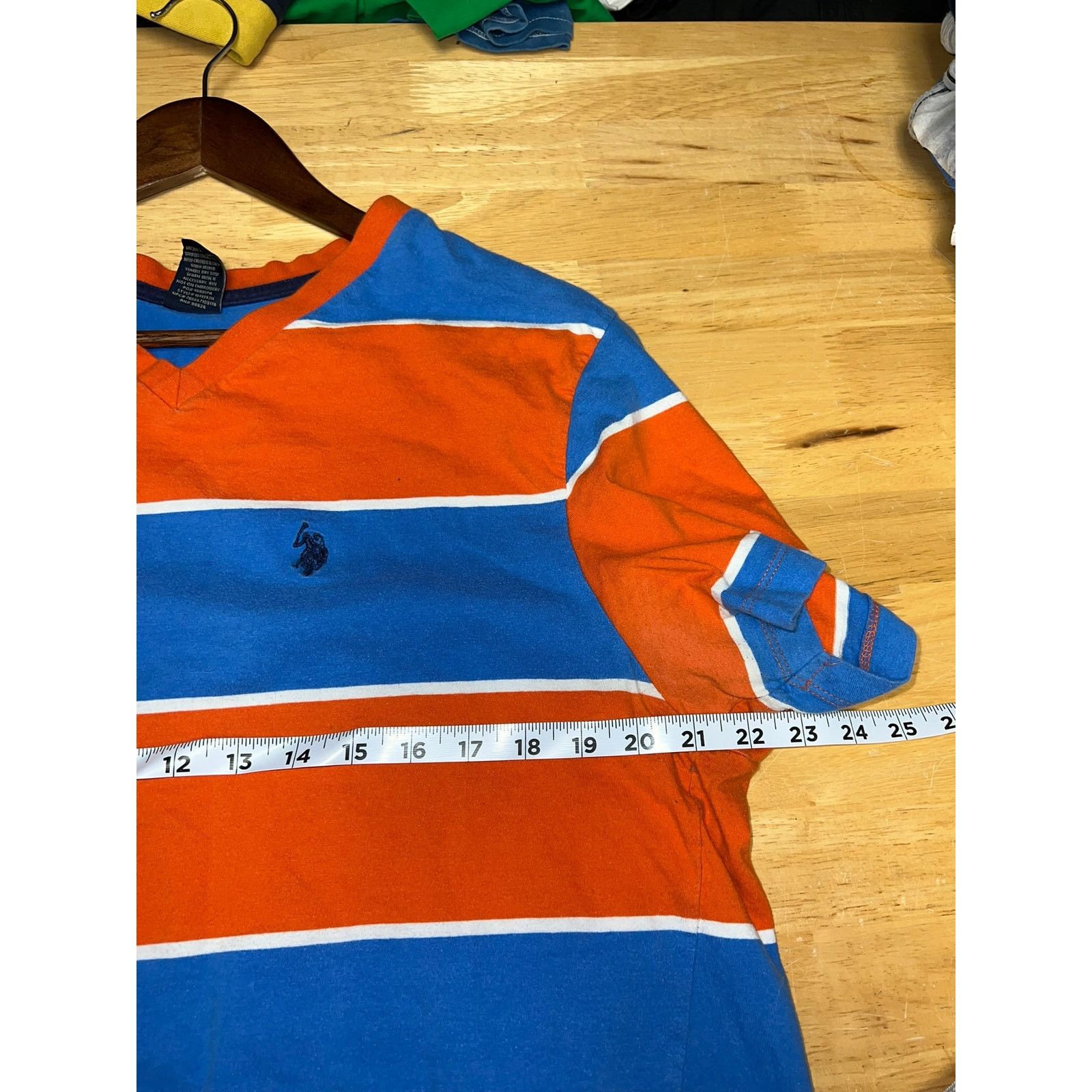 U.S. Polo Assn. Us Polo Assn Shirt Striped Orange Blue Tee Large Size US L / EU 52-54 / 3 - 7 Thumbnail