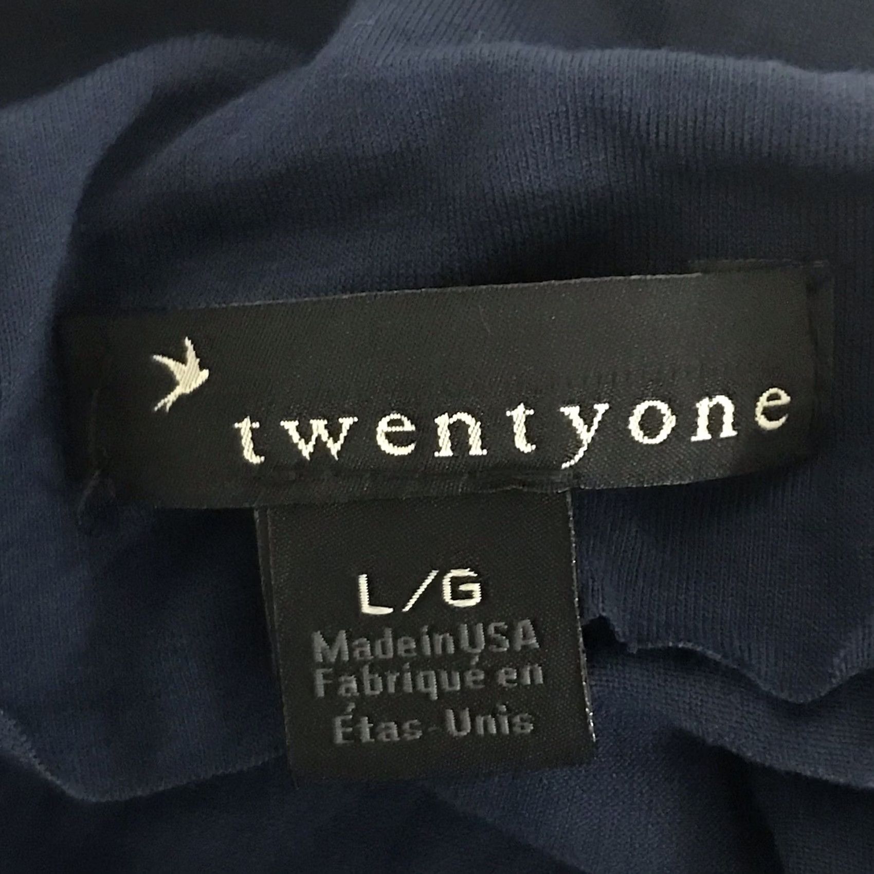 Vintage Twenty One Women Navy Blue Beaded Scoop Cowl Neck Long Sleeve Top Blouse L Size L / US 10 / IT 46 - 3 Thumbnail
