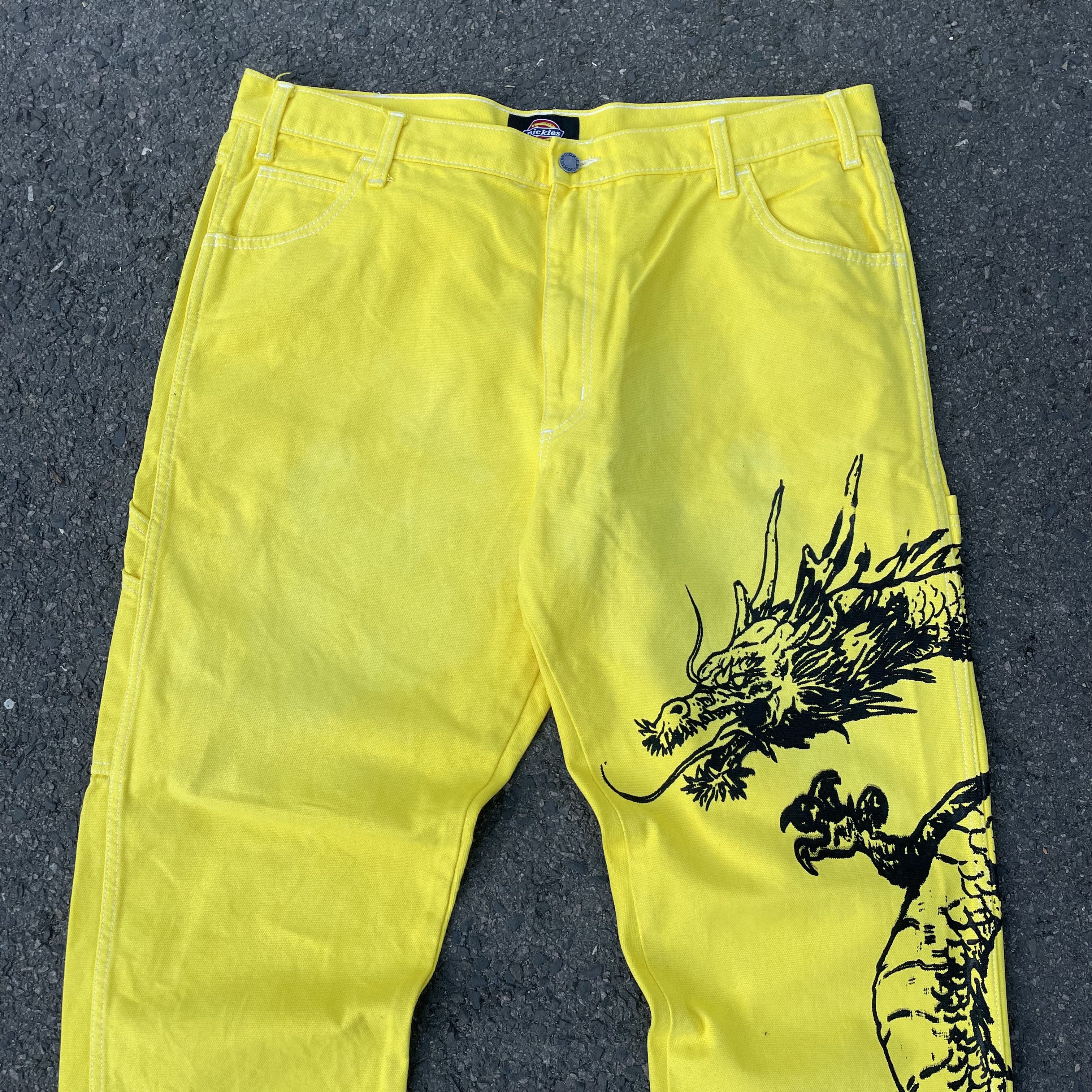 Dickies Dickies Custom Yellow Dragon Pants Graphic Bleach Wash Y2K Size US 38 / EU 54 - 9 Thumbnail