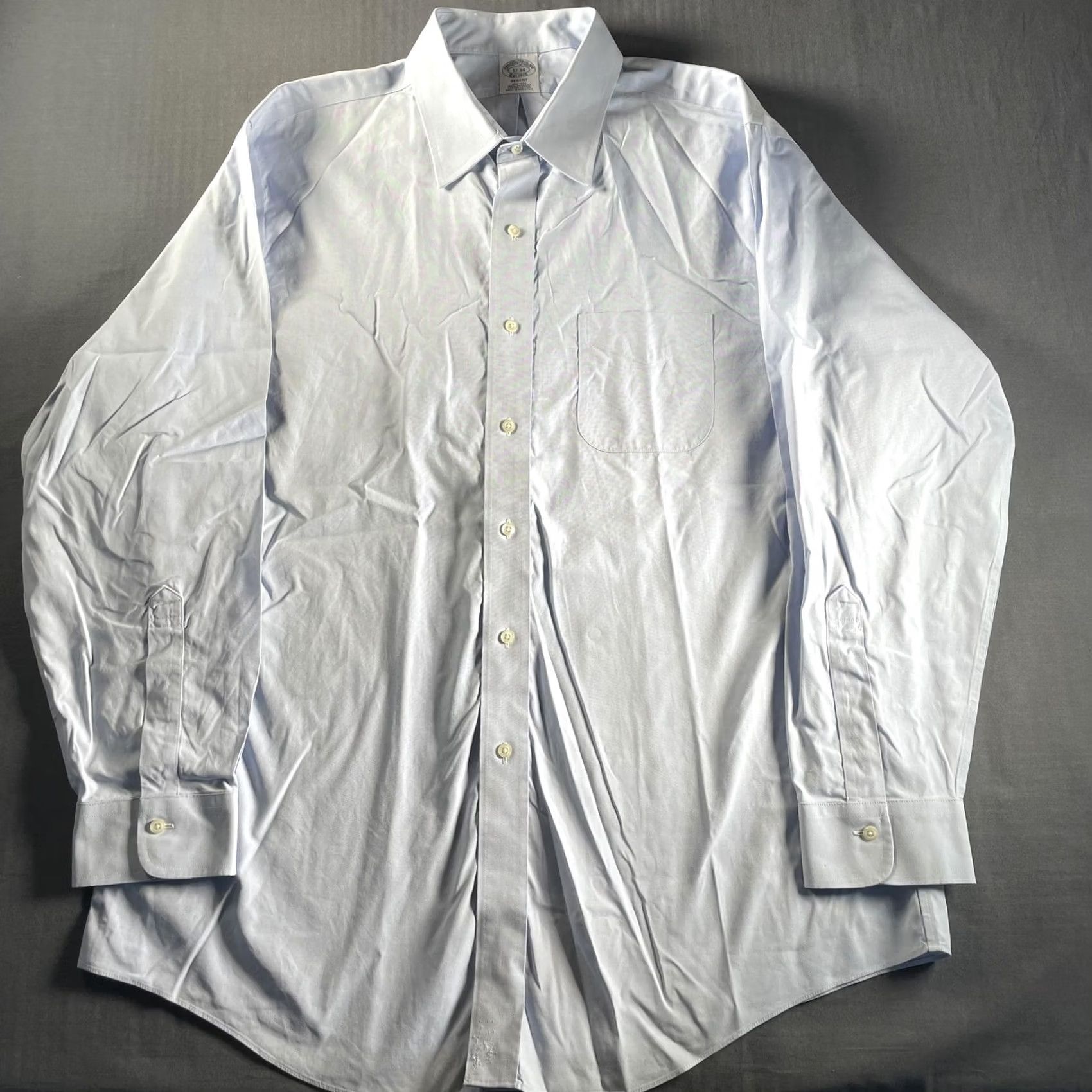 Brooks Brothers Brooks Brothers Shirt Mens 17-34 Regent Non-Iron Supima Long Sleeve Dress Shirt Blue Wide Collar Barrel Cuff Wrinkle Resistant All Seasons Mens Size 46R - 3 Thumbnail