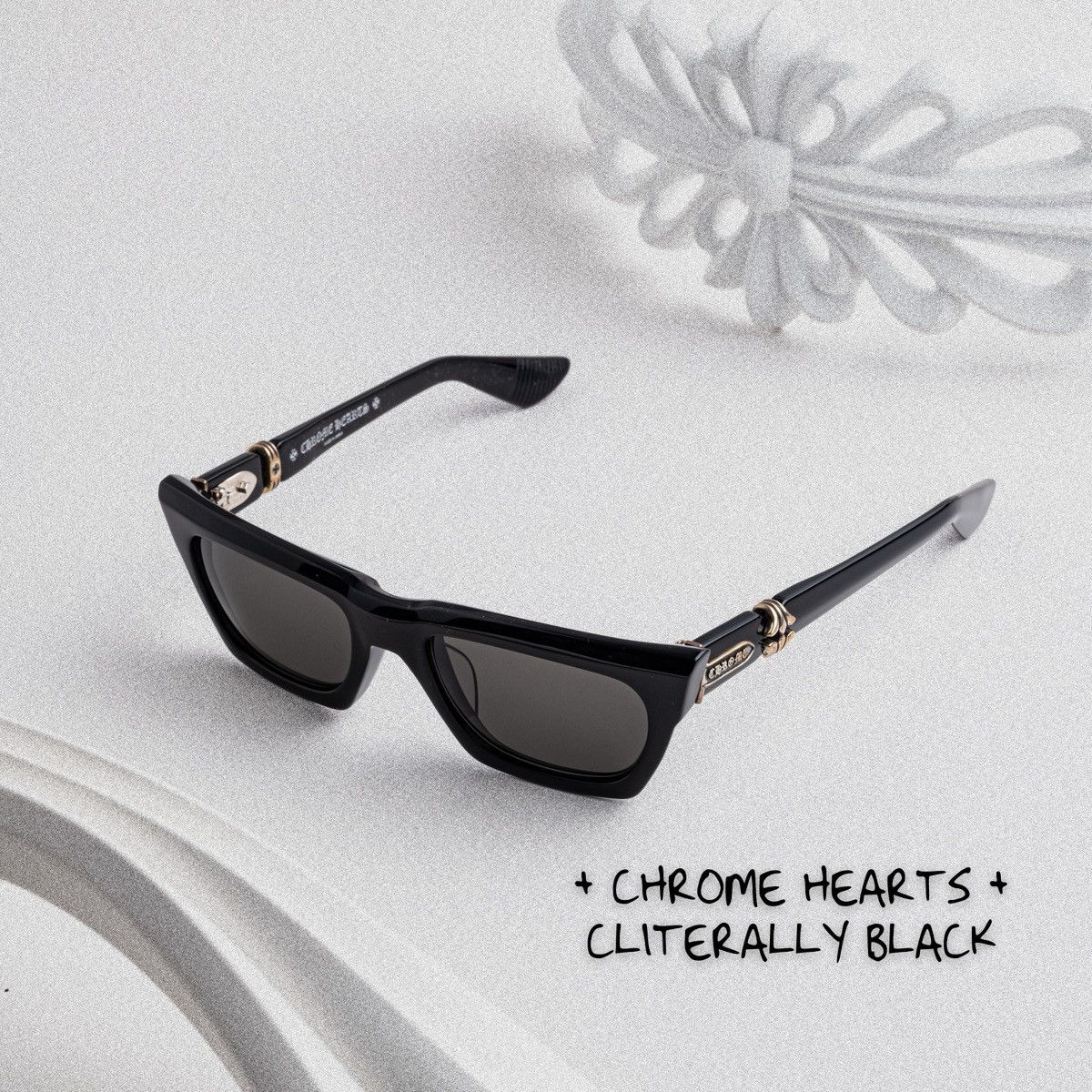Chrome Hearts CHROME HEARTS CLITERALLY BLACK/SHINY SILVER SUNGLASSES Size ONE SIZE - 1 Thumbnail
