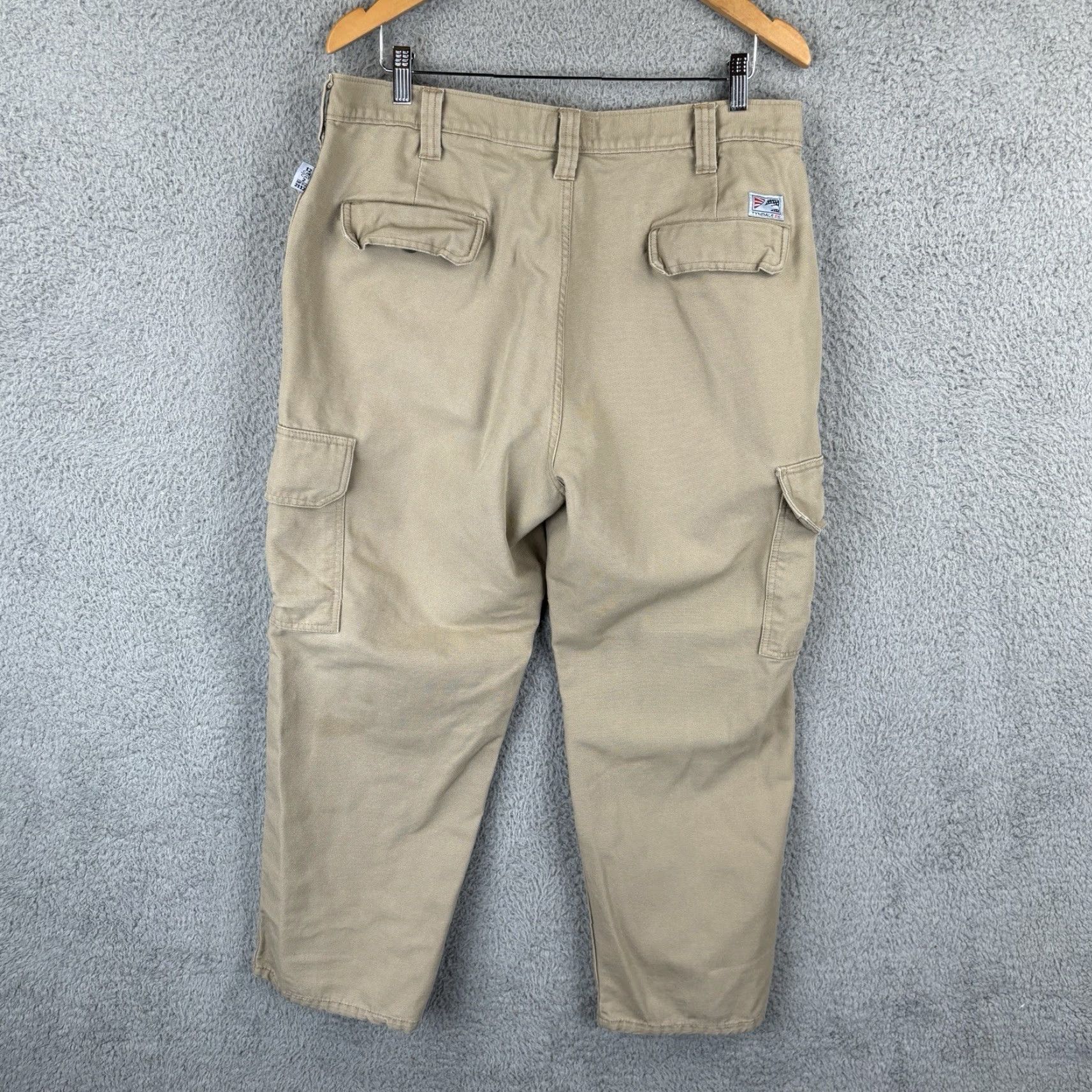 Vintage Tyndale Cargo Pants Mens 36x28 Khaki Flame Resistant FR Work Utility USA Pants Straight Mens 36 Beige Cotton Nylon Canvas Logo Pockets Workwear 90s? Size US 36 / EU 52 - 7 Thumbnail