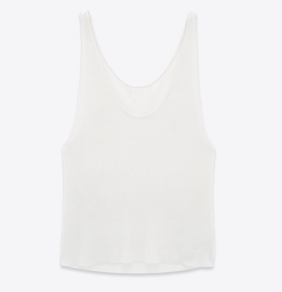 Saint Laurent Paris o1s1wg111124 Tank Top in Ribbed Knit in White Size XS / US 0-2 / IT 36-38 - 1 Thumbnail