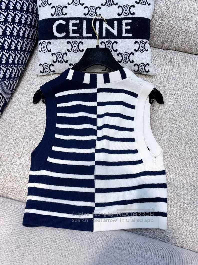 Chanel Chanel Dark blue black and white contrast striped vest Size XXS / US 00 / IT 34 - 2 Thumbnail