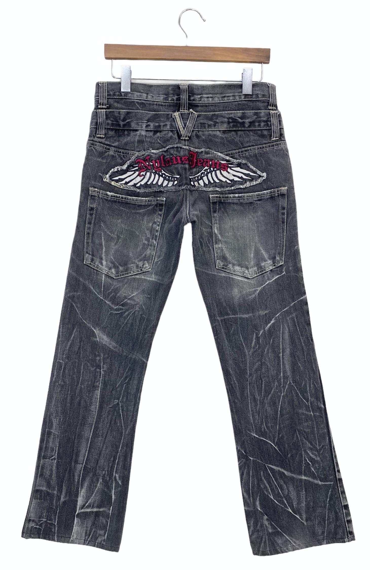 image of Art x Rockers Nylaus Double Waist Denim Goth Punk Jeans in Black, Men's (Size 30)