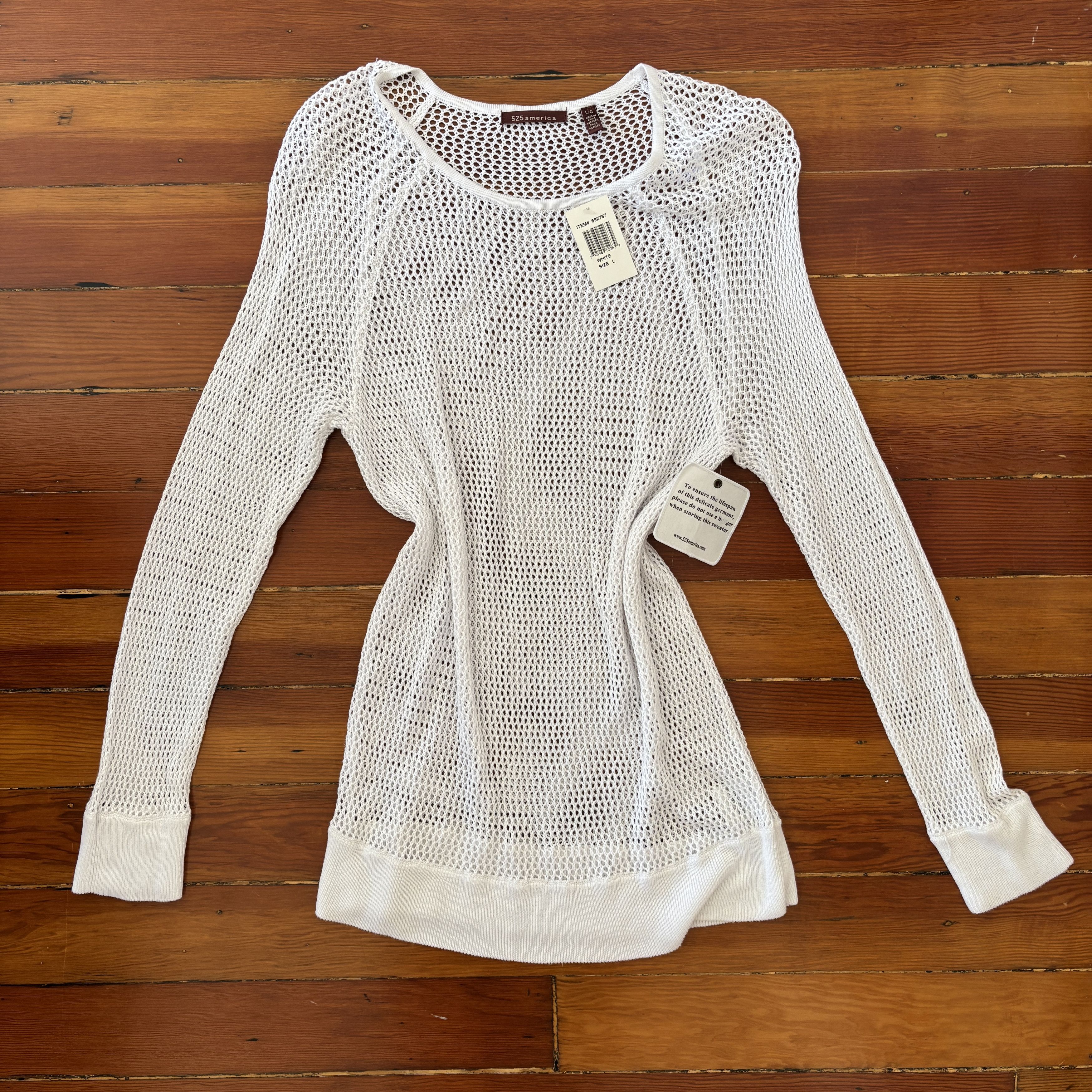 525 America NWT 525 America Minimalist Quiet Luxury Mesh Knit Sweater Size L / US 10 / IT 46 - 1 Thumbnail