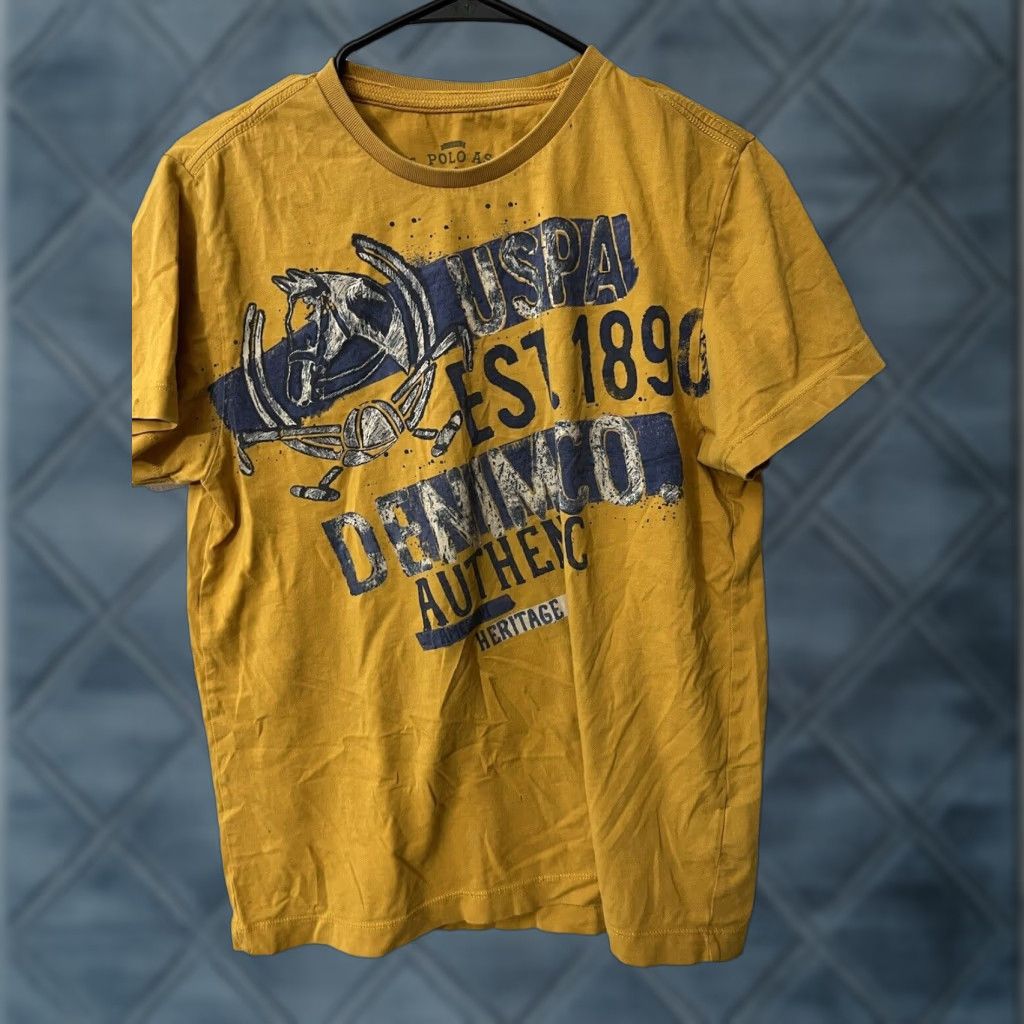 Vintage US Polo Assn. Graphic Tee Short Sleeve Men's T-Shirt M Yellow Denim 1890 Size US M / EU 48-50 / 2 - 1 Thumbnail
