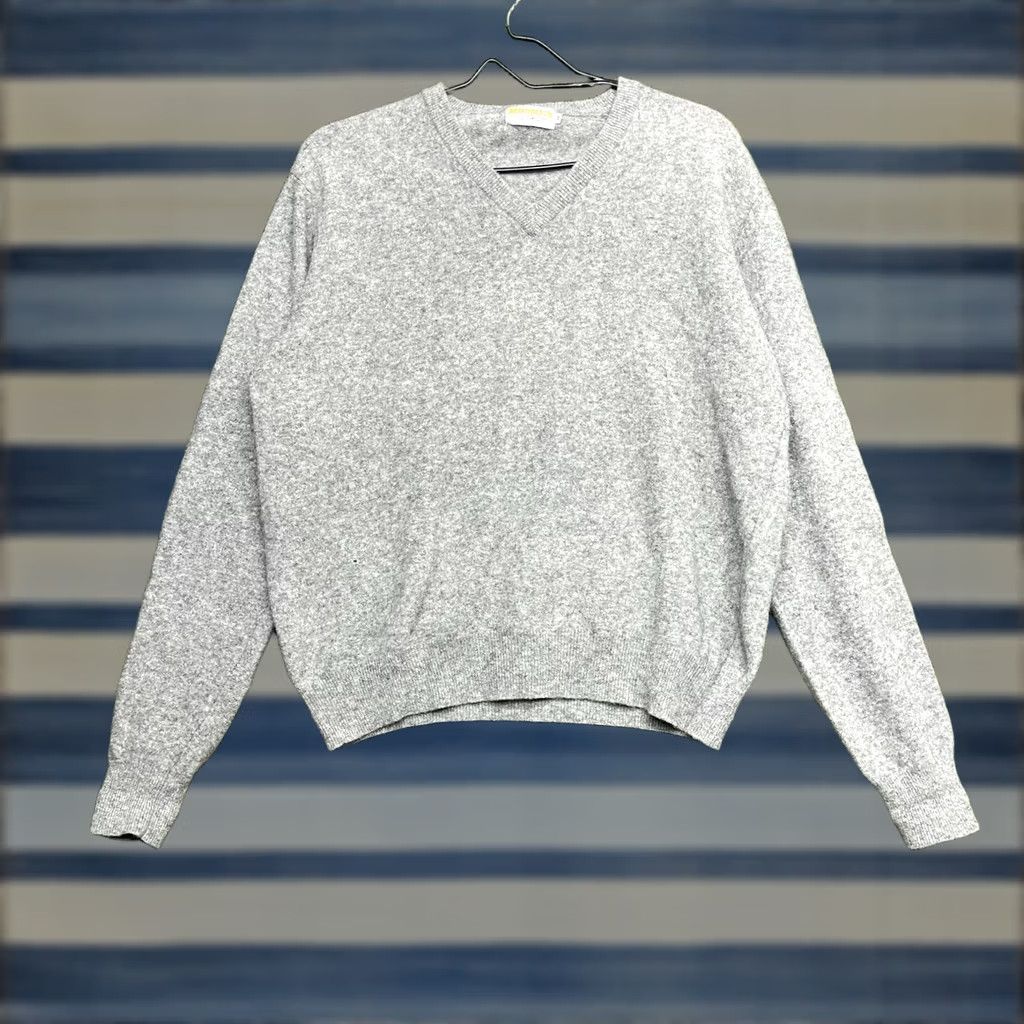 MooRER VINTAGE Moores Finest Cashmere Sweater Mens 44 Medium Grey V Neck 90s Size US M / EU 48-50 / 2 - 1 Thumbnail
