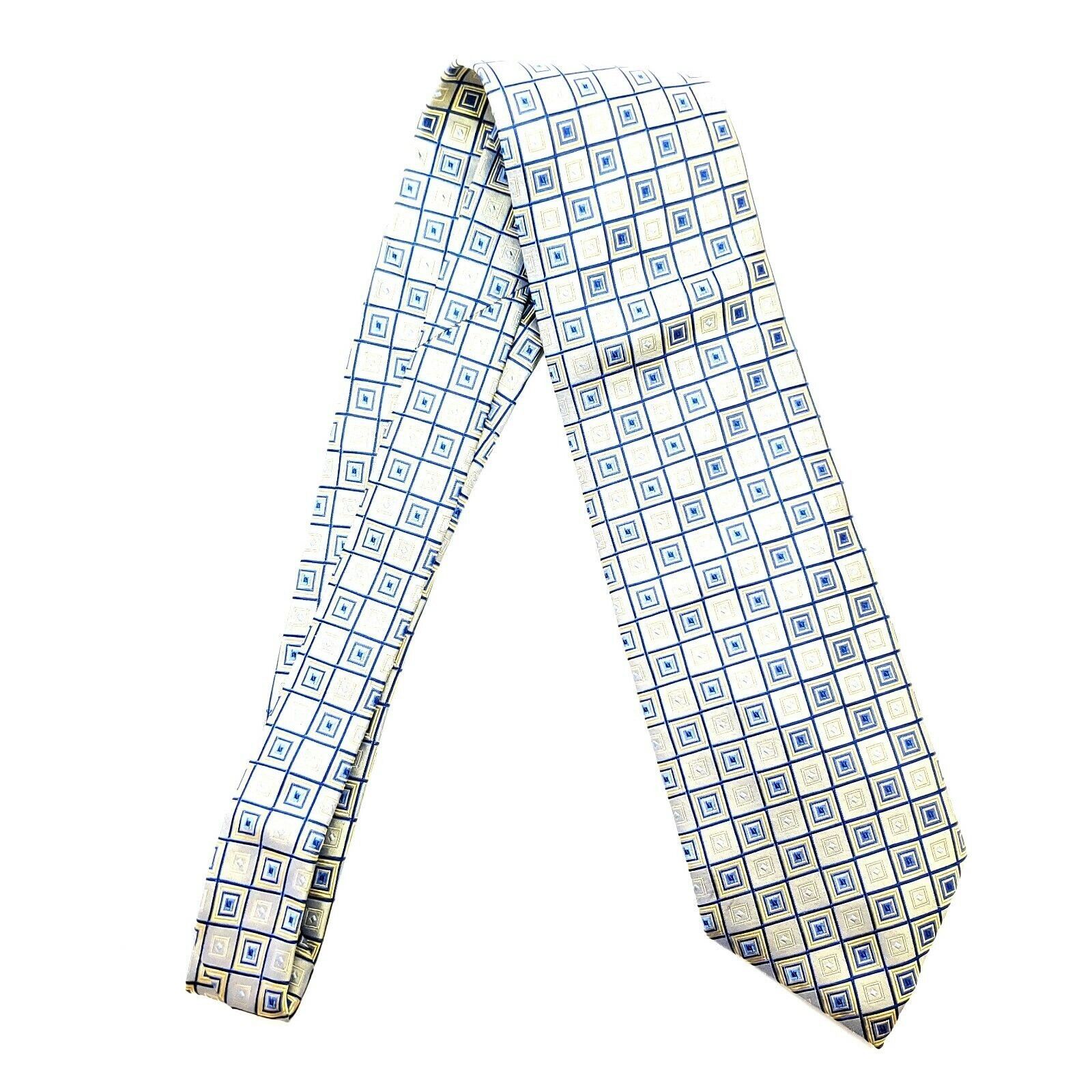 Robert Villini Roberto Villini Collezione Silk Tie Yellow Blue Woven Short Size ONE SIZE - 6 Thumbnail