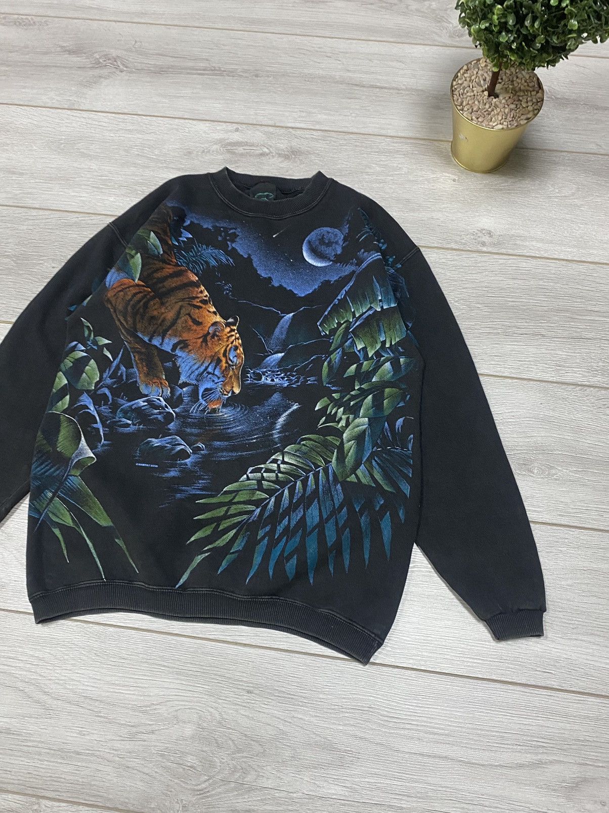 Habitat 🔥90s🔥Vintage tiger night Sweatshirt Full Print Habitat Size US M / EU 48-50 / 2 - 8 Thumbnail