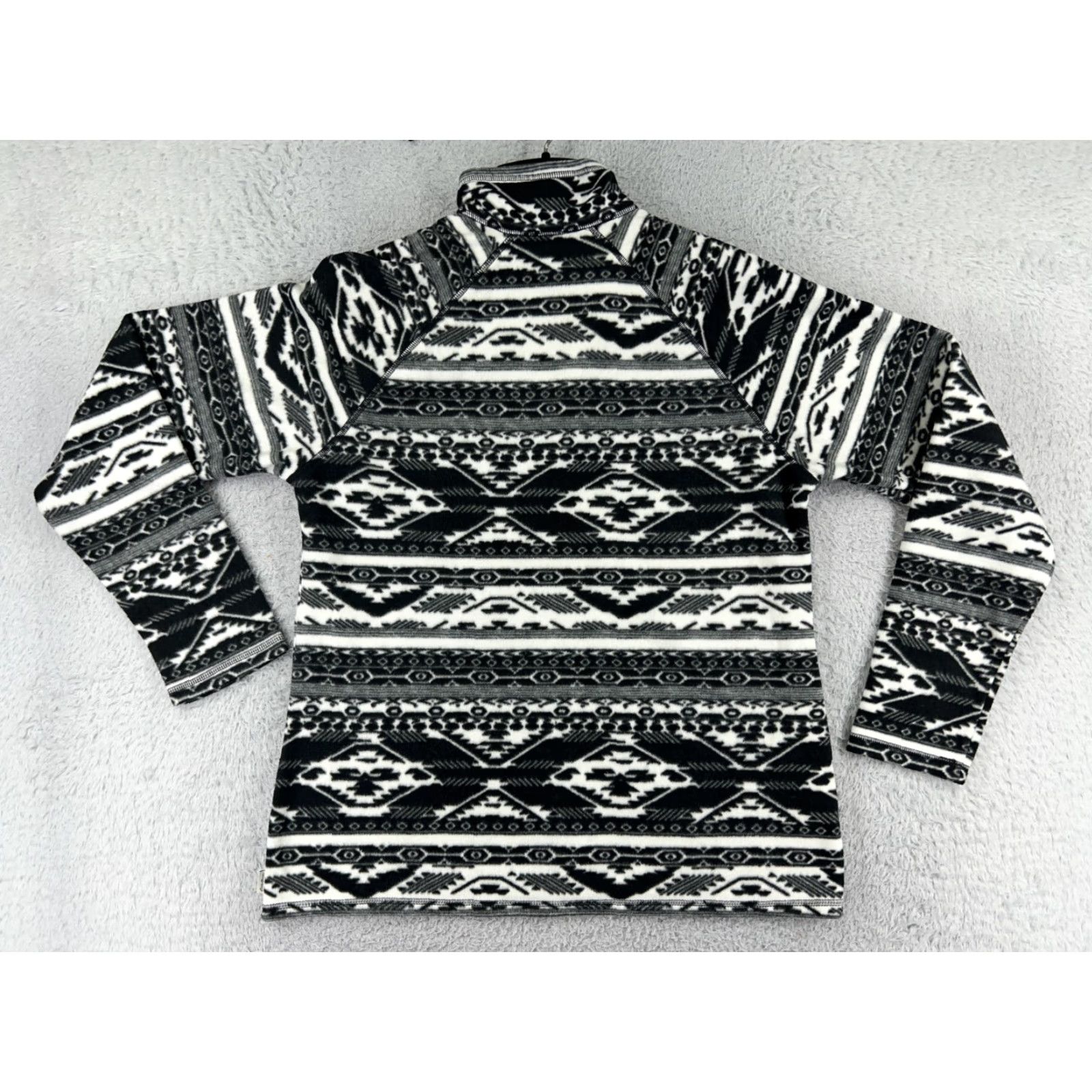 Eddie Bauer Eddie Bauer Sweater Womens Large Black White Southwest Aztec 1/4 Zip Fleece Poly Size L / US 10 / IT 46 - 2 Thumbnail