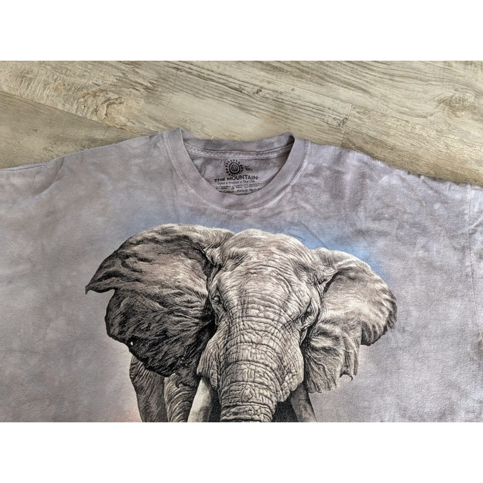 The Mountain The Mountain Shirt African Elephant Graphic Tie Dye Cotton Crew Neck Short Sleeve 3XL Gray Mens Size US XXL / EU 58 / 5 - 3 Thumbnail