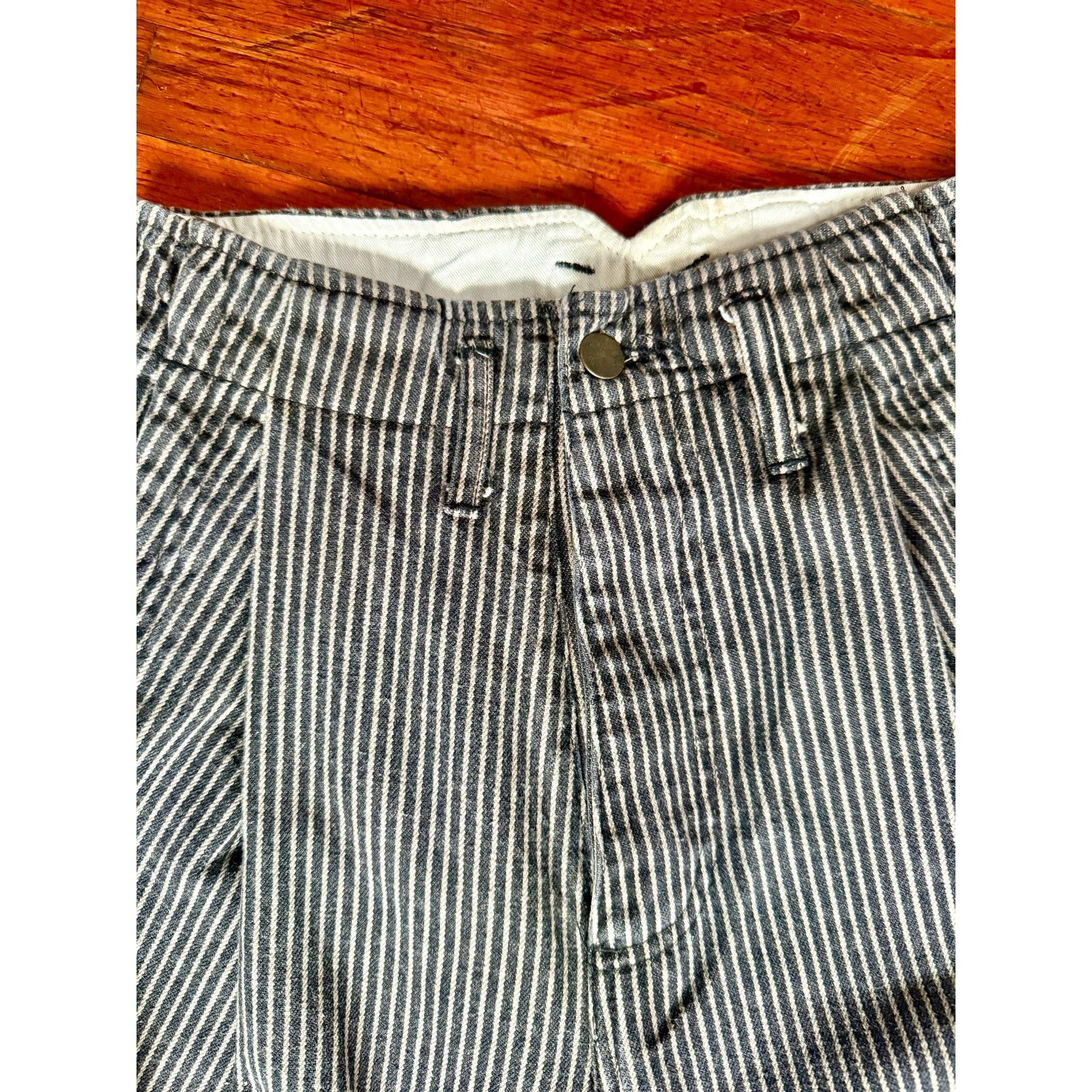 Vintage Vintage 70's Black Gray Striped Straight Leg Button Jeans XS Size 25" / US 0 / IT 36 - 4 Thumbnail