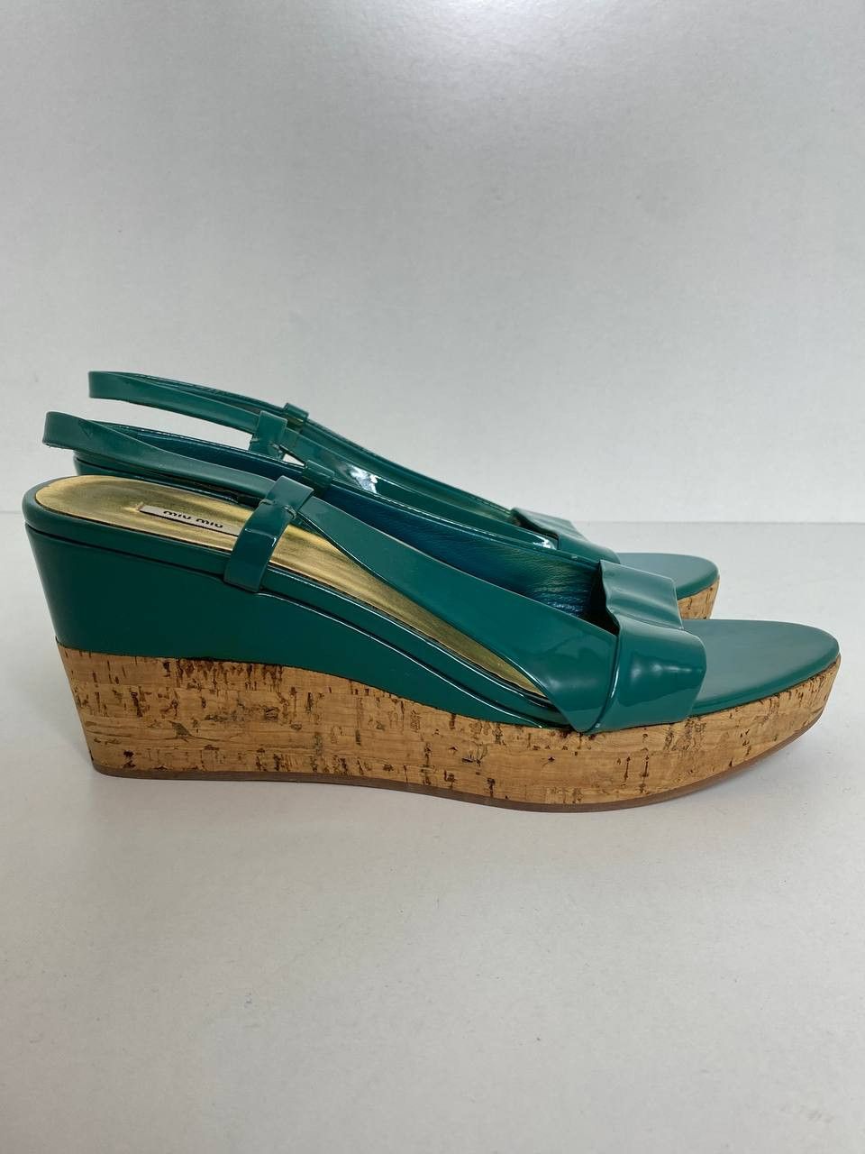 Miu Miu Miu Miu Heels Platform Wedge Patient Leather Sandals Size US 10 / IT 40 - 3 Thumbnail