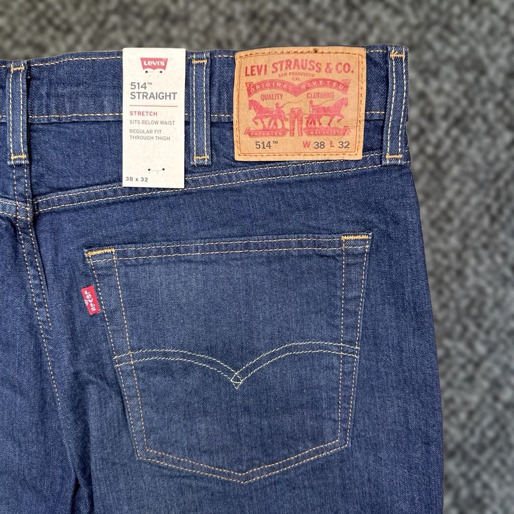 Levi's Levi's 514 Jeans Mens 38x32 Mid Rise Regular Fit Stretch Denim Blue 5-Pocket Classic Square Zip Belt Loops Cotton Elastane Modern Casual Regular Mens Size US 38 / EU 54 - 1 Thumbnail