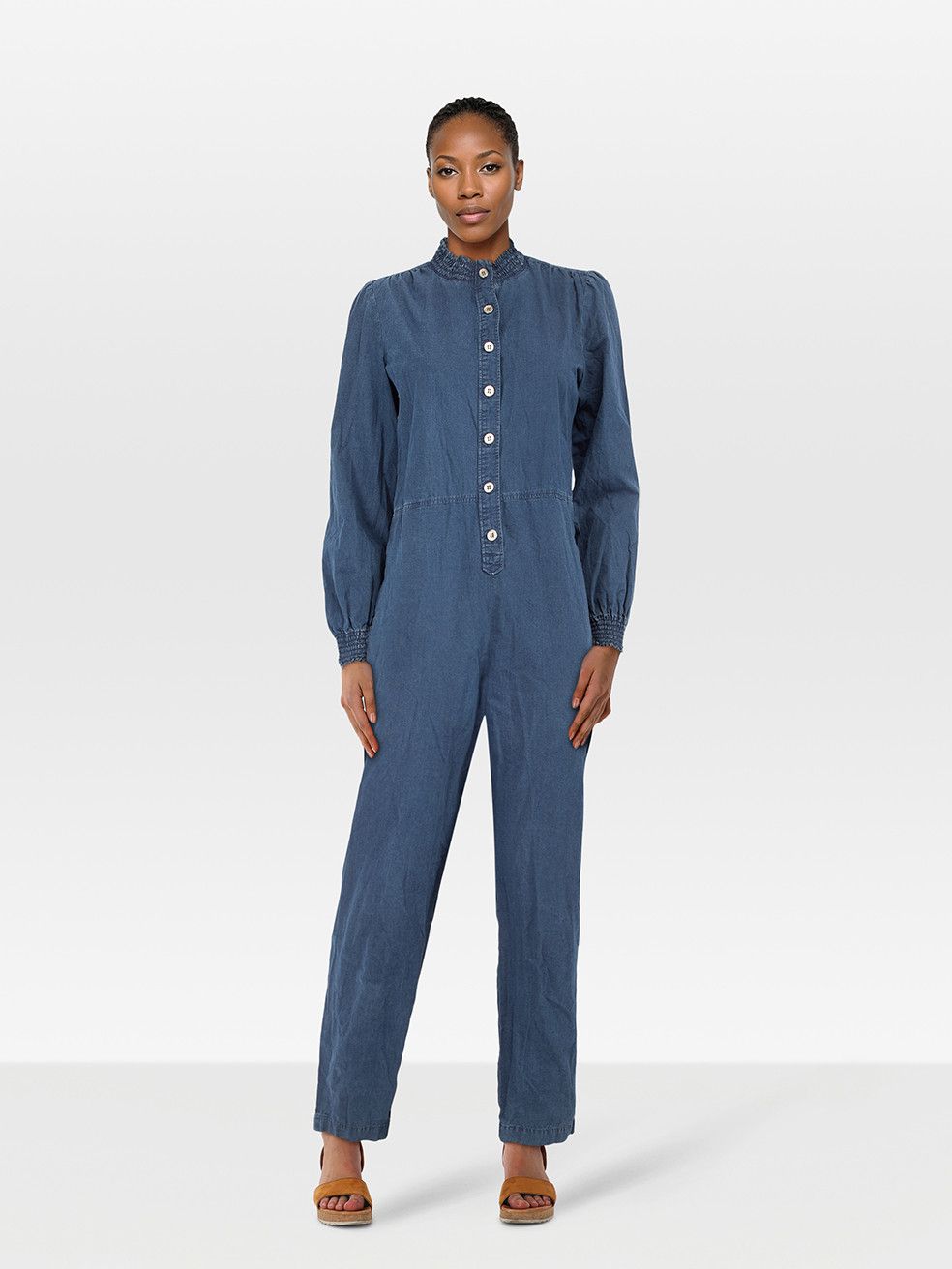 A.P.C. Blue Long Sleeve Belted Jumpsuit Size 27" / US 4 / IT 40 - 1 Thumbnail