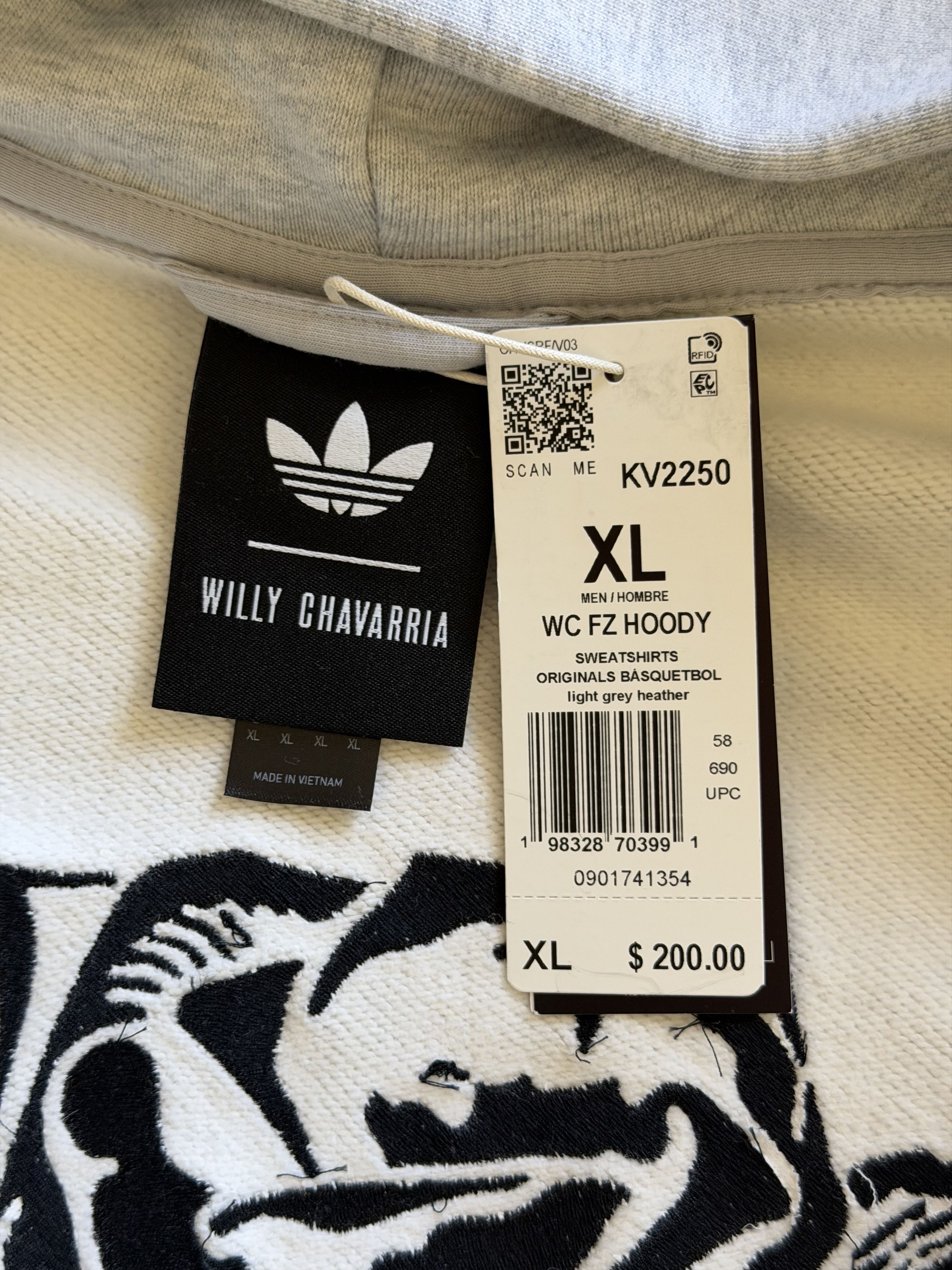 Adidas × Willy Chavarria Willy Chavarria Adidas Full Zip Hoodie in Gray Size US XL / EU 56 / 4 - 7 Thumbnail