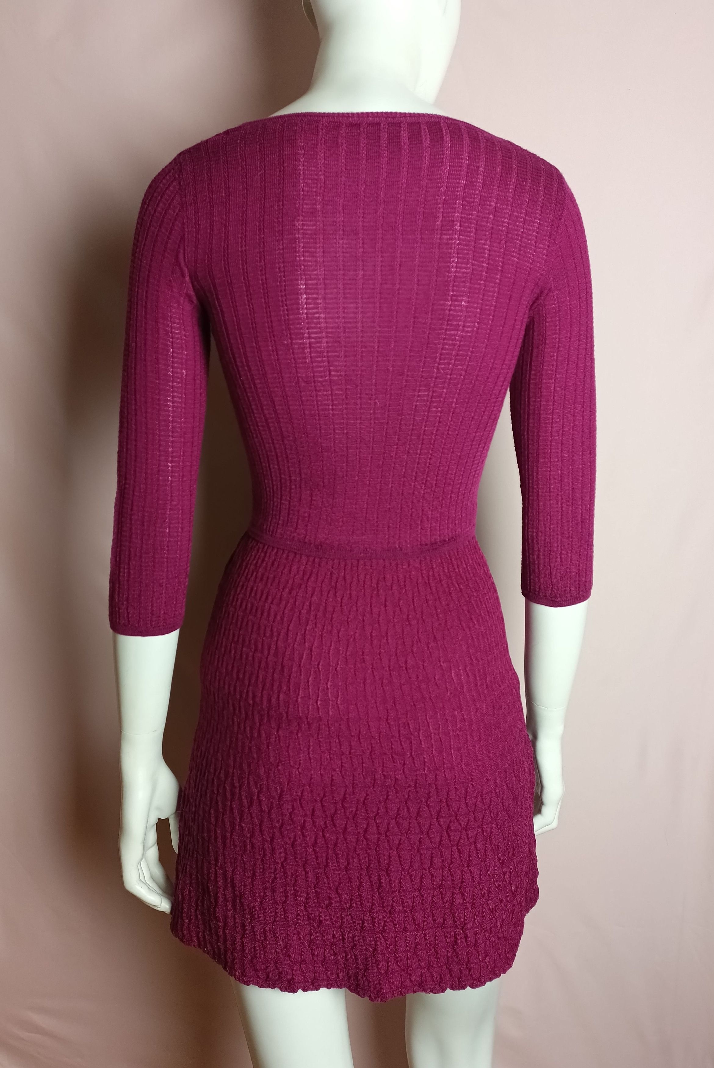 Missoni Missoni Knit Zigzag Fuchsia Short Dress EU 40 Size S / US 4 / IT 40 - 2 Thumbnail