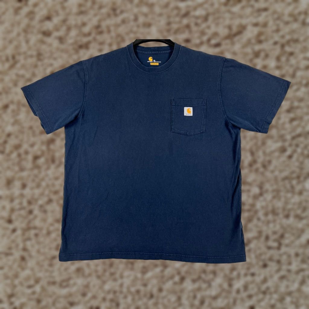 Carhartt VINTAGE Carhartt Shirt Men XL Navy Blue Short Sleeve Pocket Crew Neck Cotton Size US XL / EU 56 / 4 - 1 Thumbnail