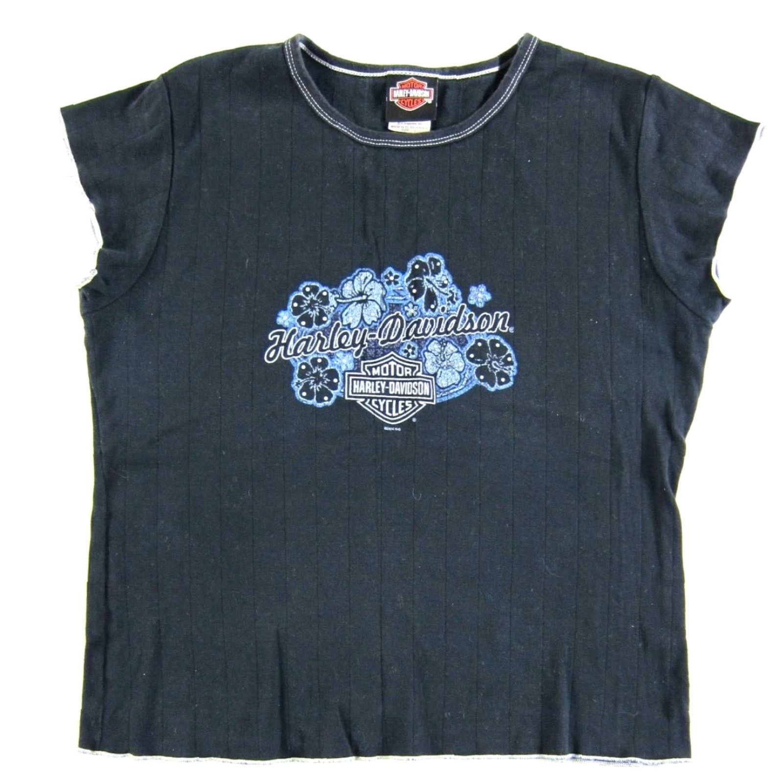 Harley Davidson VINTAGE Harley-Davidson Motor Cycles Women T-Shirt Black Floral Cotton L Size L / US 10 / IT 46 - 2 Thumbnail