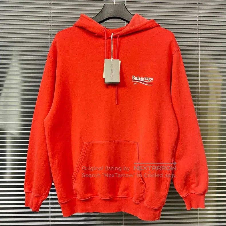 Balenciaga Red Hoodie Sweatshirt with Coca-Cola Wave Print