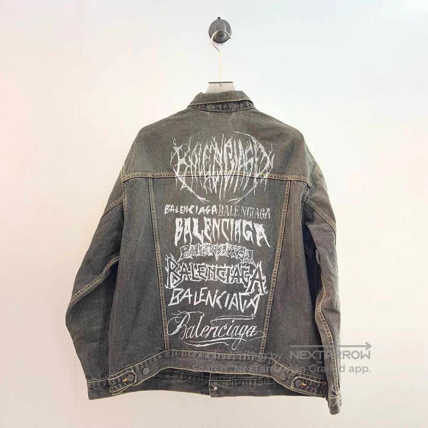 Balenciaga Black Denim Jacket with Sleeve Graphics. Size US S / EU 44-46 / 1 - 3 Thumbnail